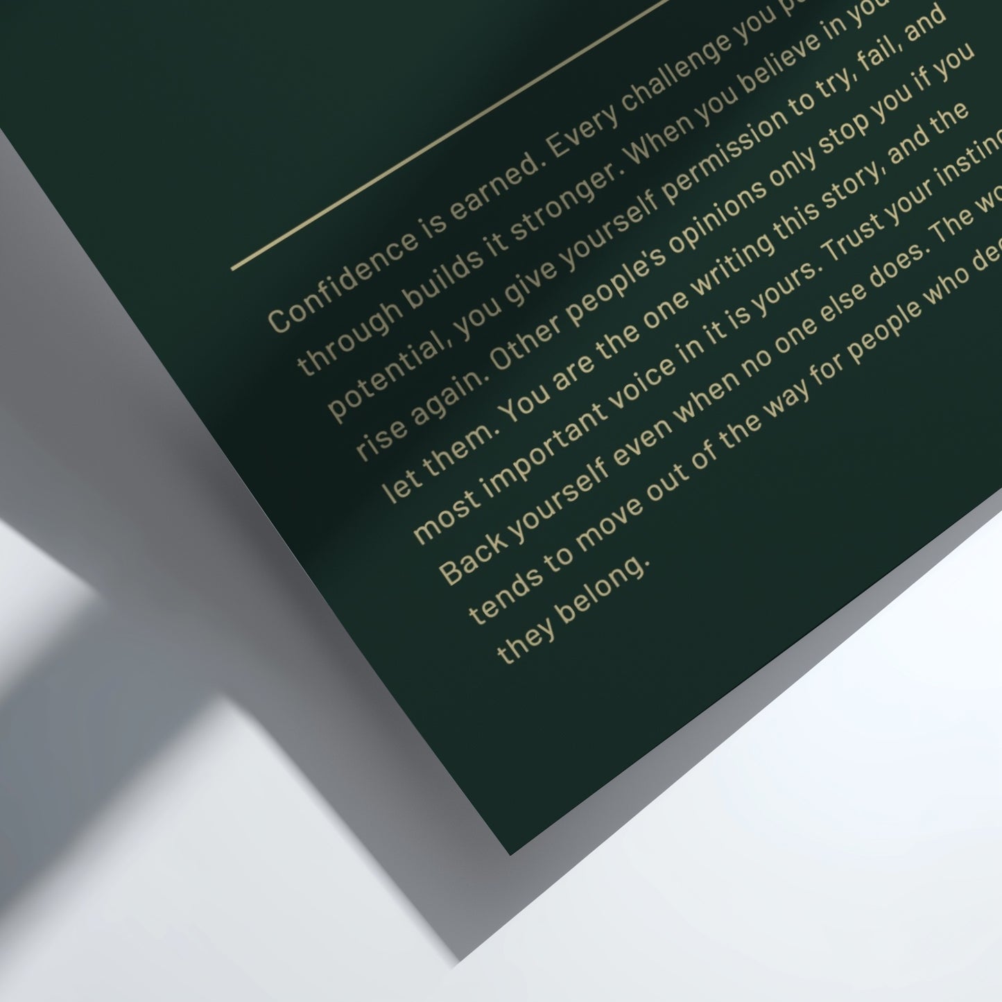Motivational quote on a dark green background