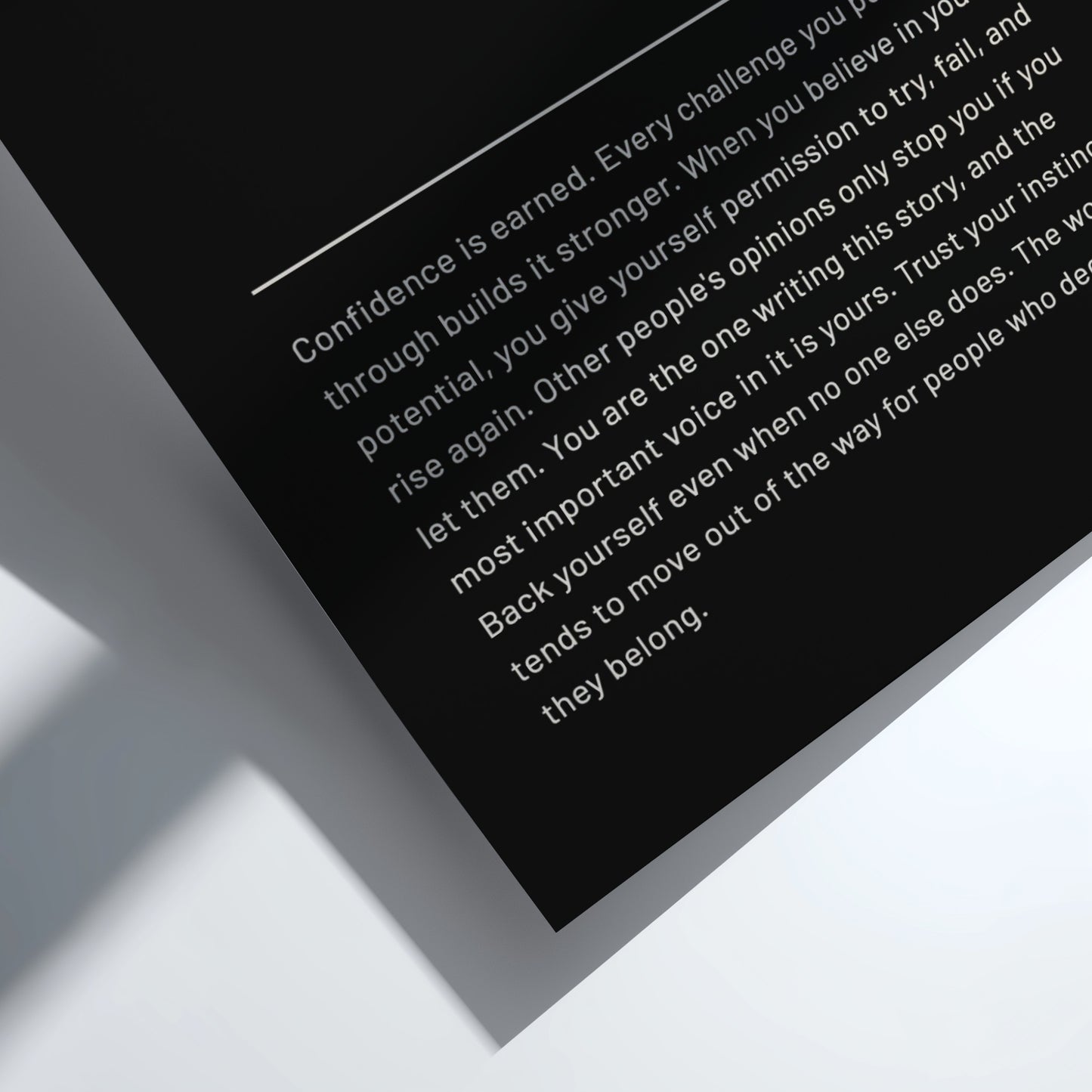 Motivational quote on a black background