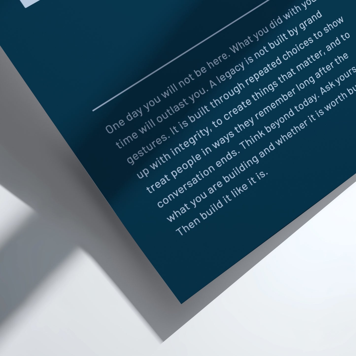 Text on a blue background with a white border