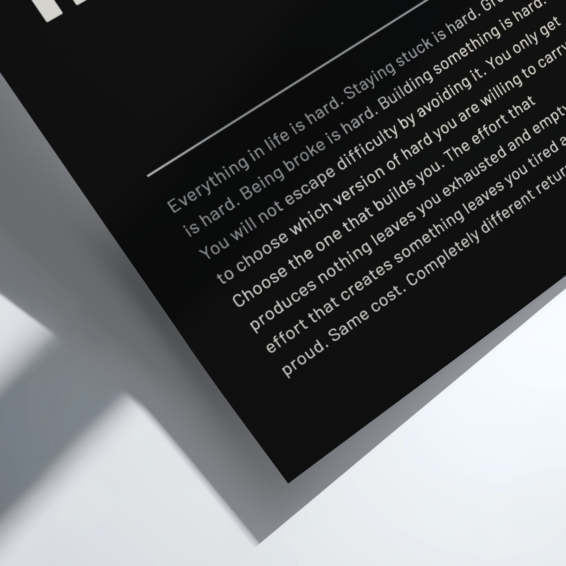 Motivational quote on a black background with white text