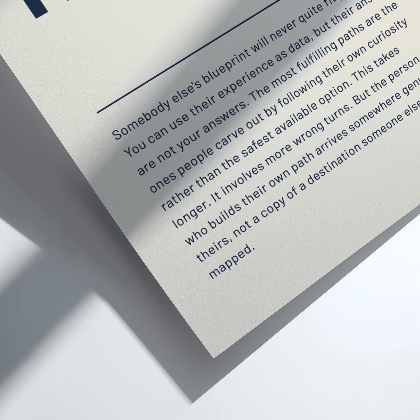 Motivational quote on a clear background with a white border