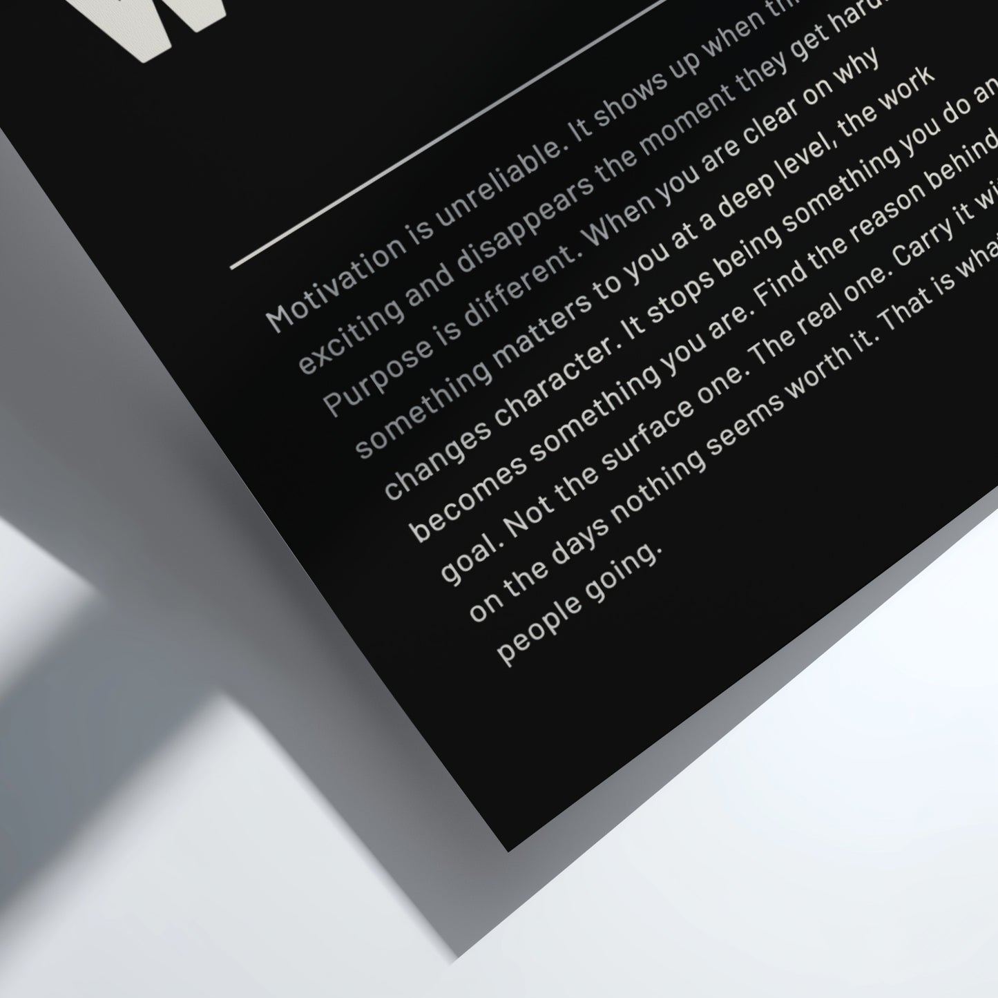 Text on a black background with a white border