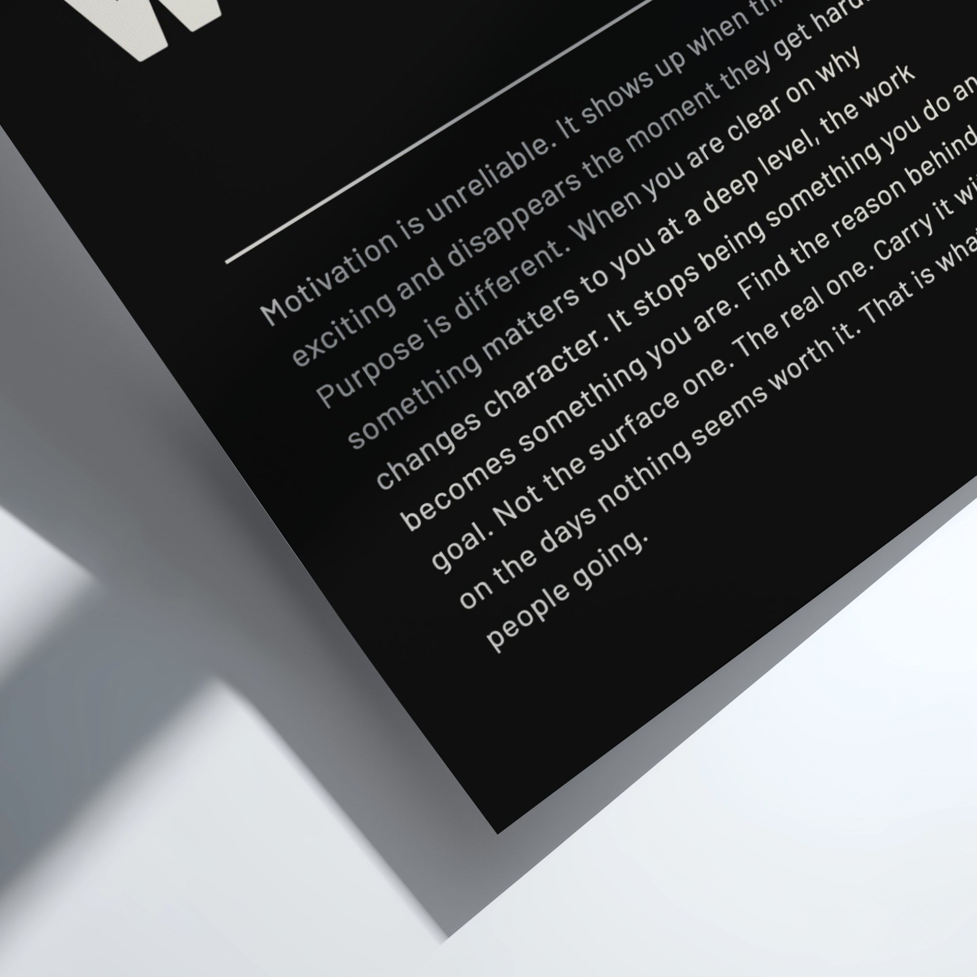Text on a black background with a white border
