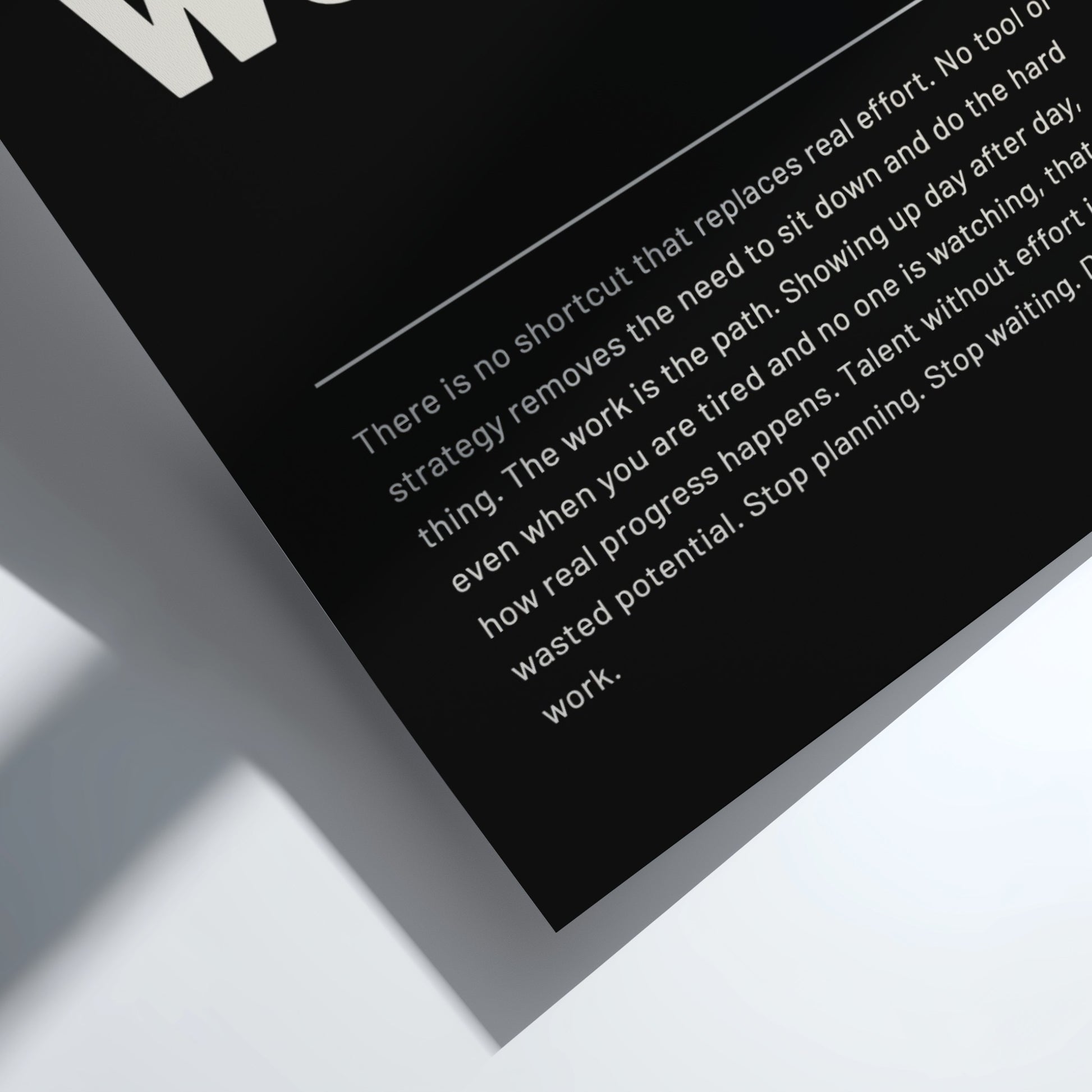 Motivational quote on a black background with white text
