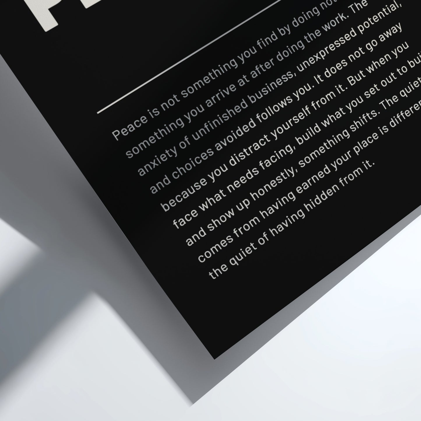 Text on a black background with a white border