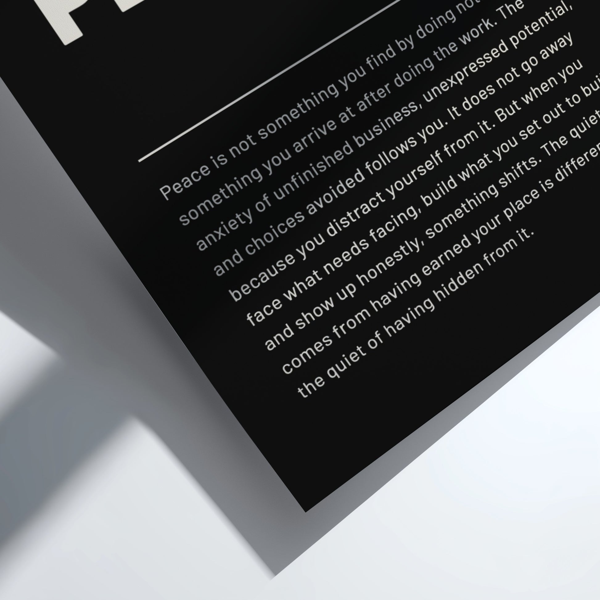 Text on a black background with a white border