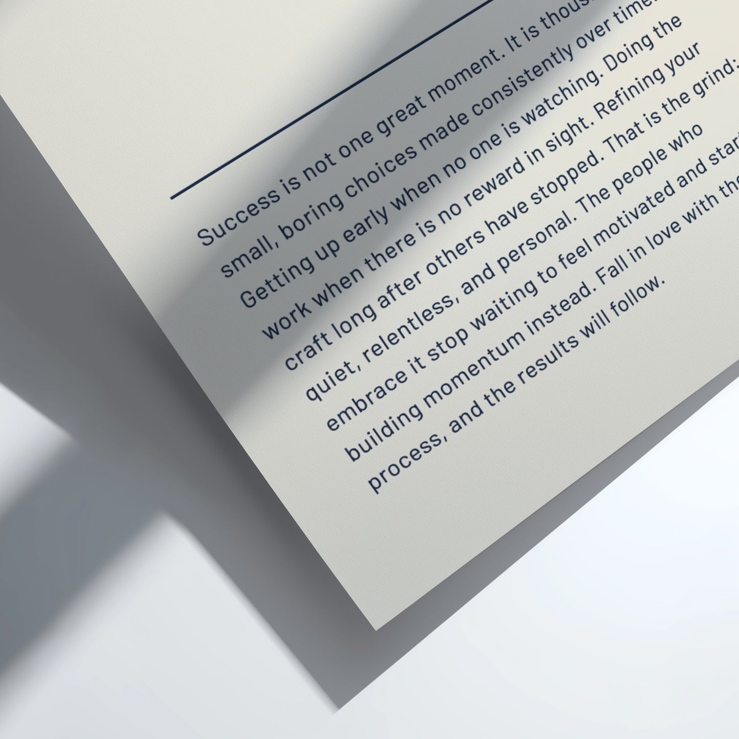 Motivational quote on a clear background with a white border