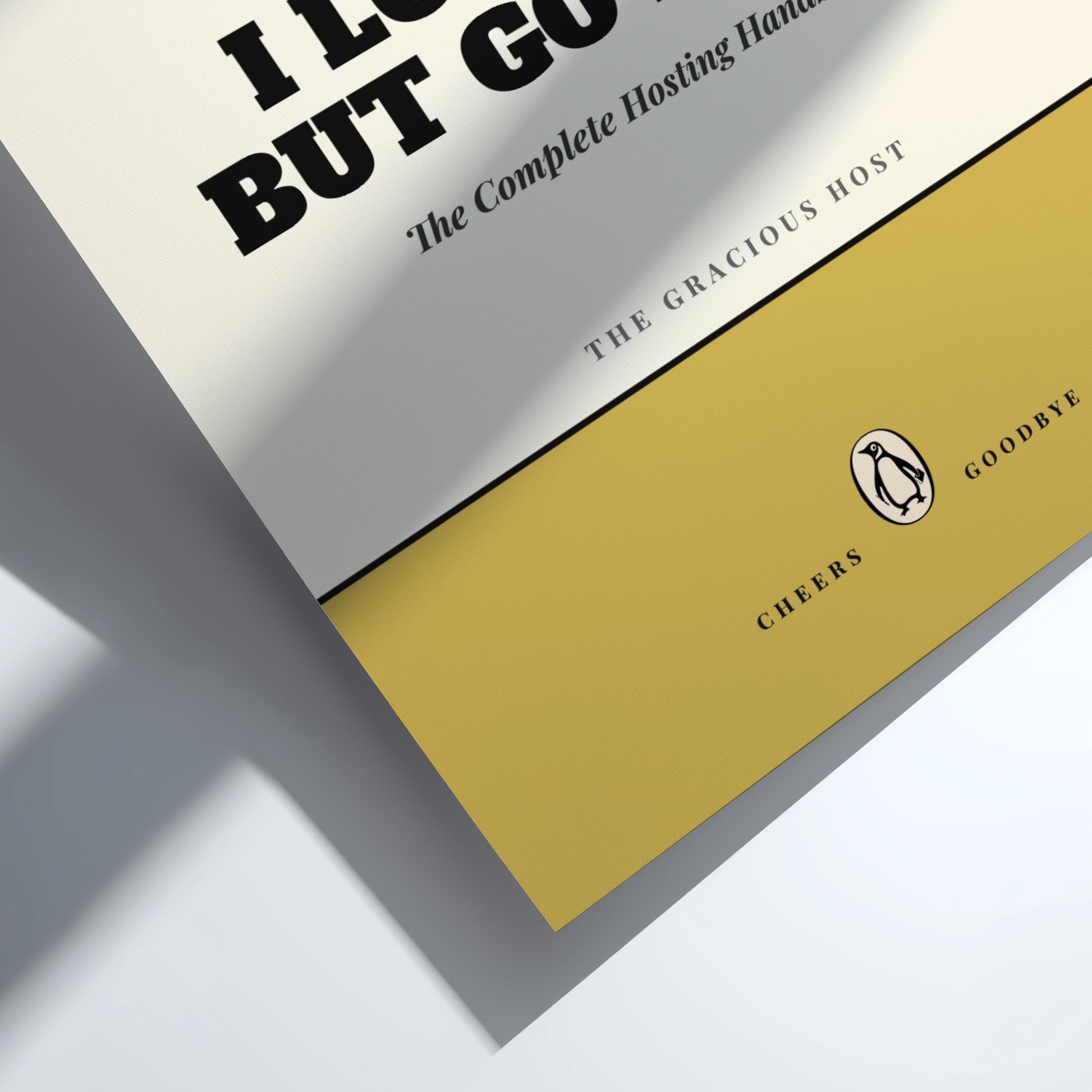 Framed book cover with 'Penguin Books' branding and text 'I Love You But Go Home'.