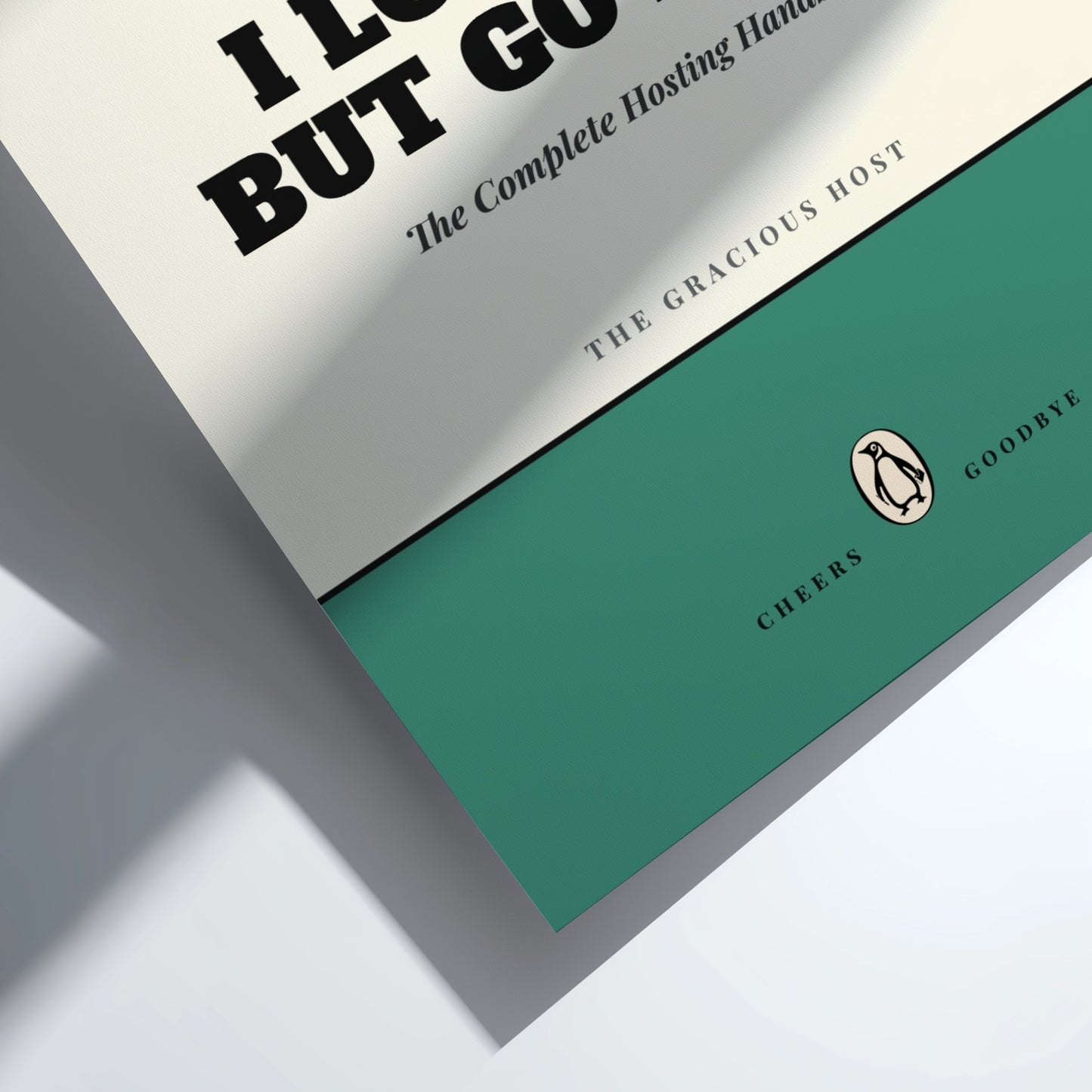 Framed book cover with 'Penguin Books' branding and text 'I Love You But Go Home'.
