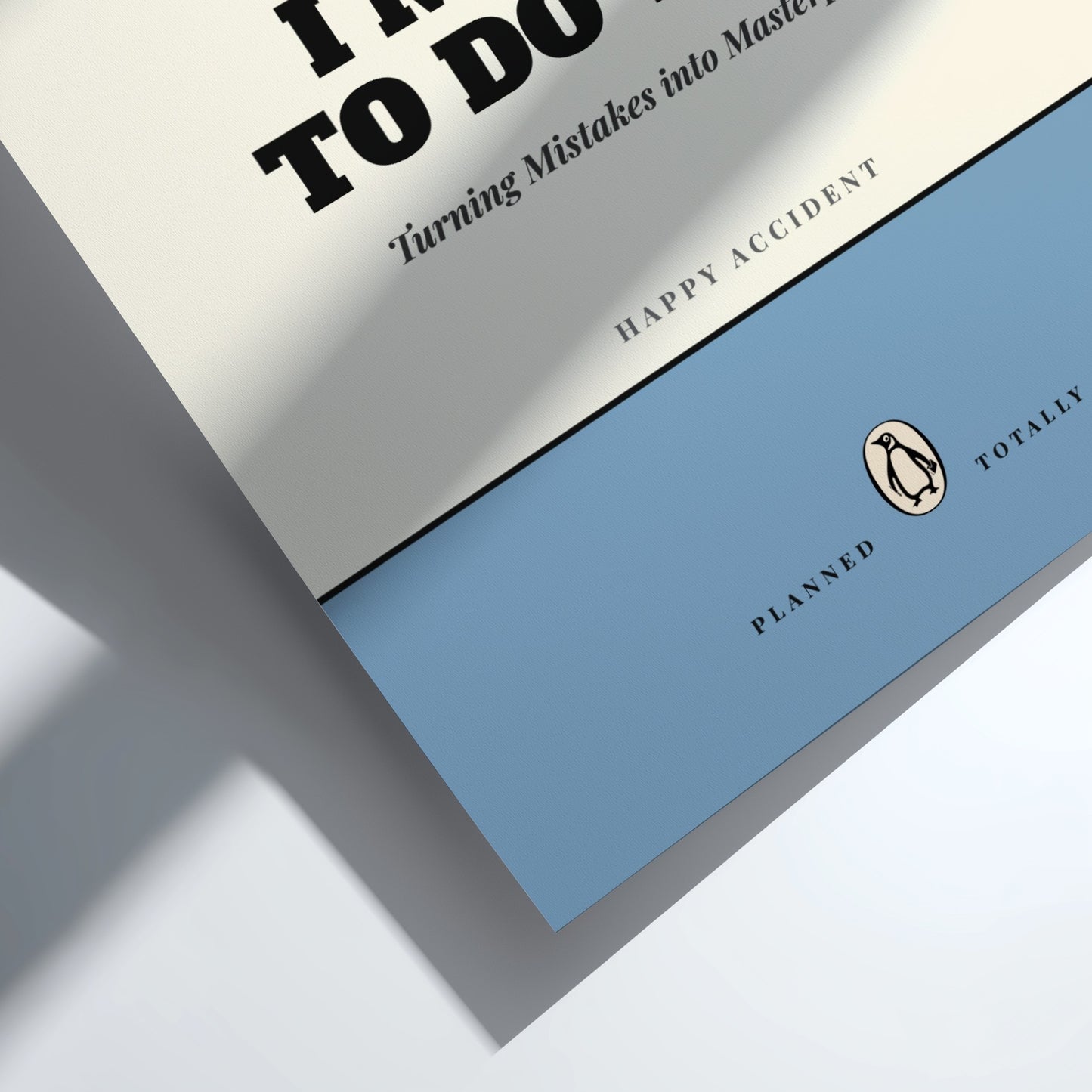 Funny quote poster featuring whimsical illustrations from the Penguins book in vibrant colors and playful