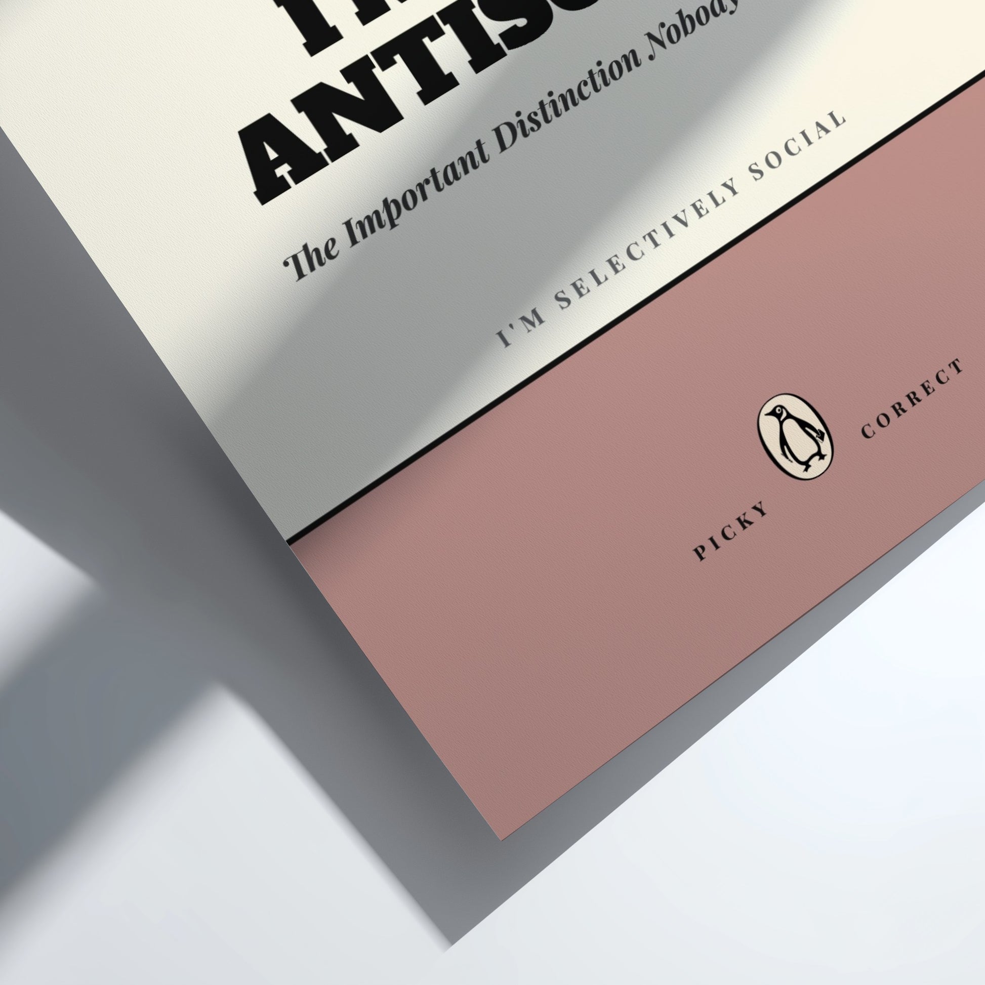 Funny quote poster featuring whimsical illustrations from the Penguins book in vibrant colors and playful