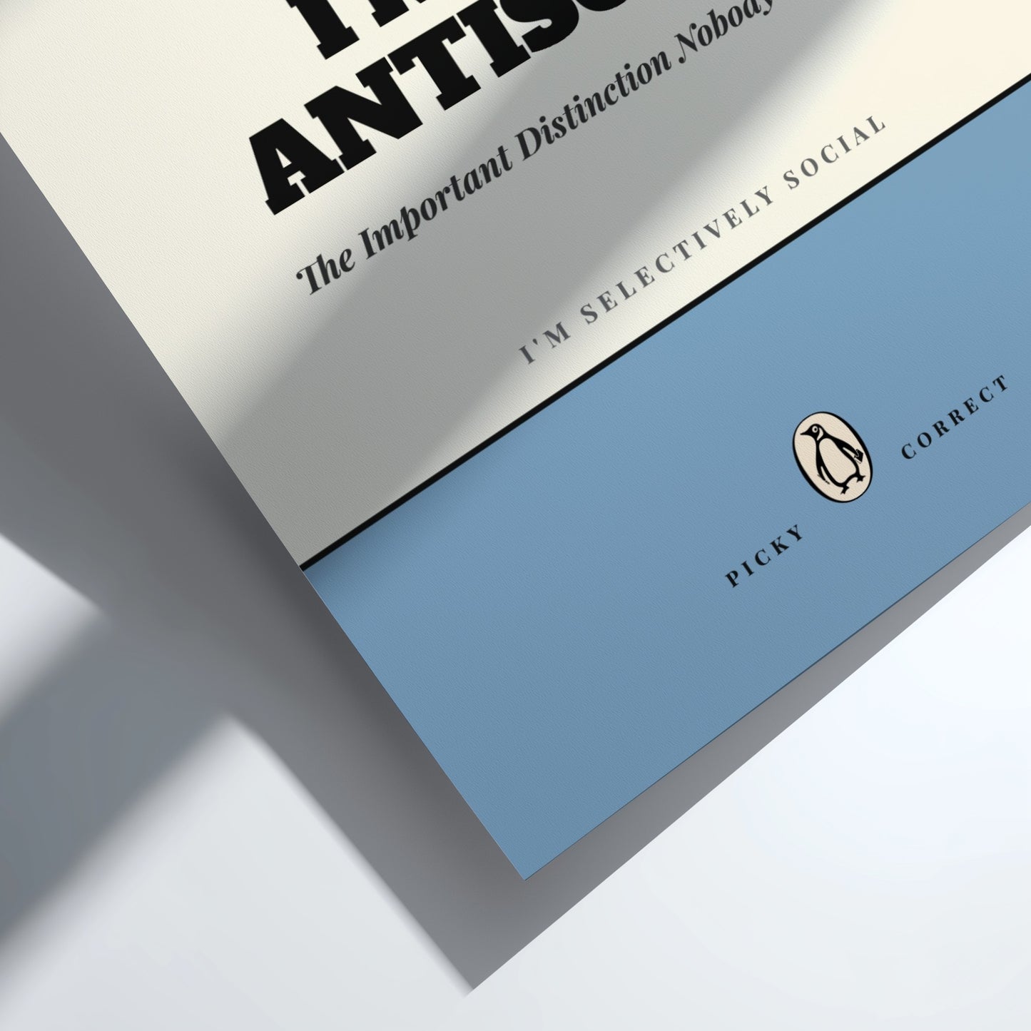 Funny quote poster featuring whimsical illustrations from the Penguins book in vibrant colors and playful