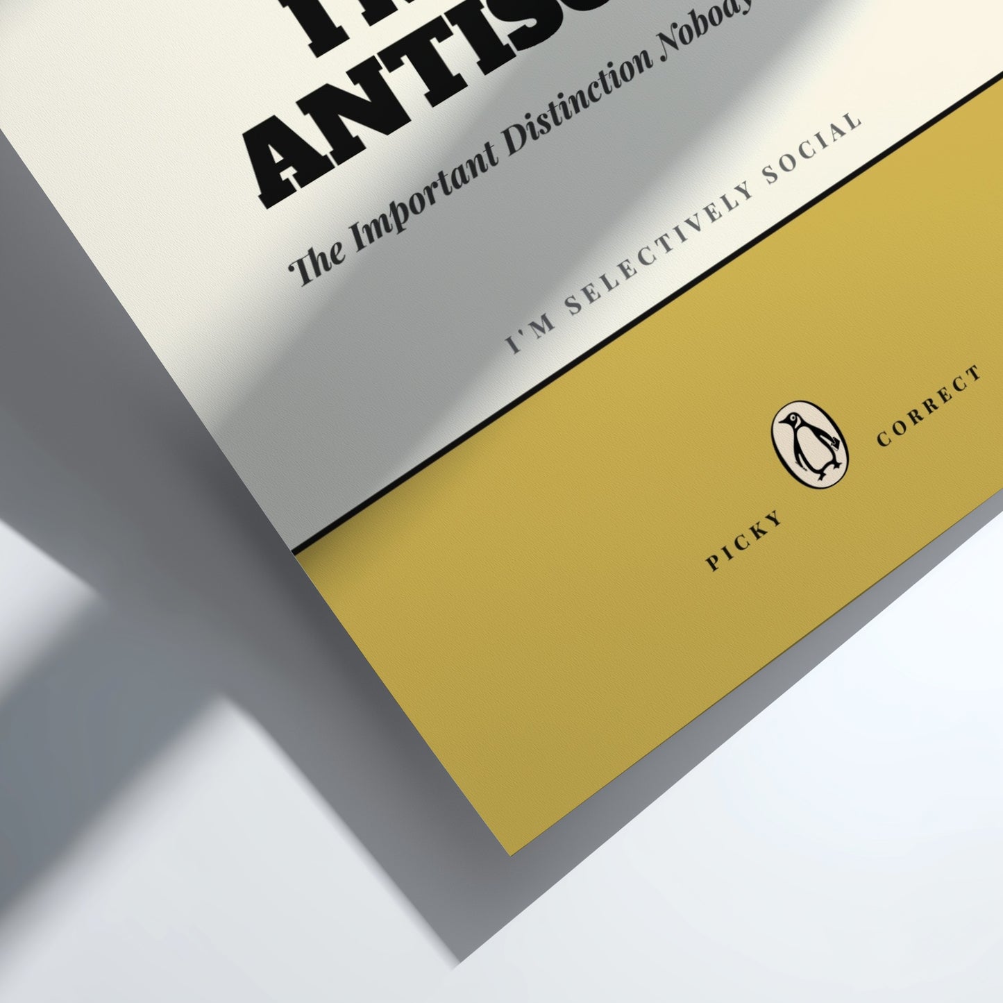 Funny quote poster featuring whimsical illustrations from the Penguins book in vibrant colors and playful