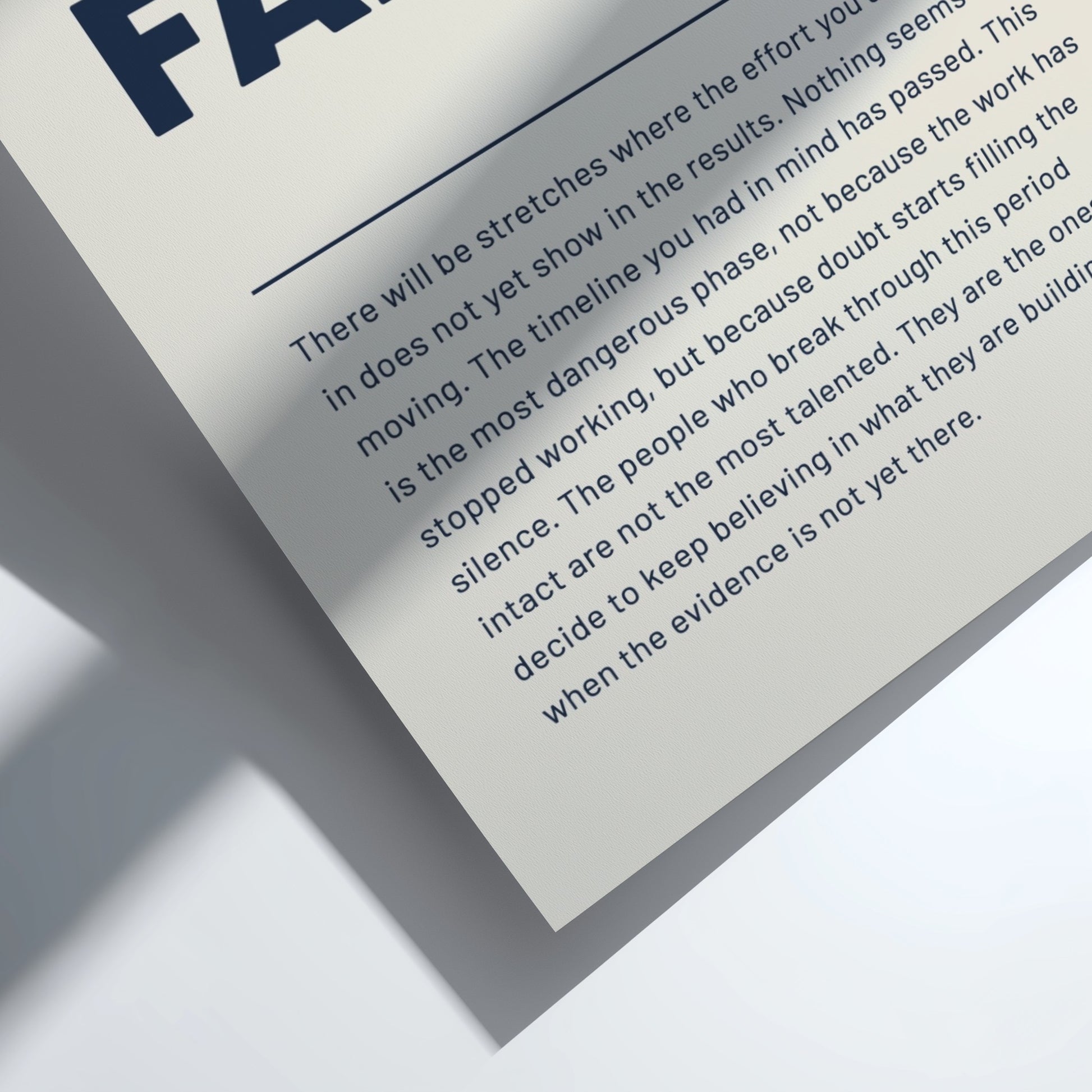 Motivational quote on a clear background with a white border