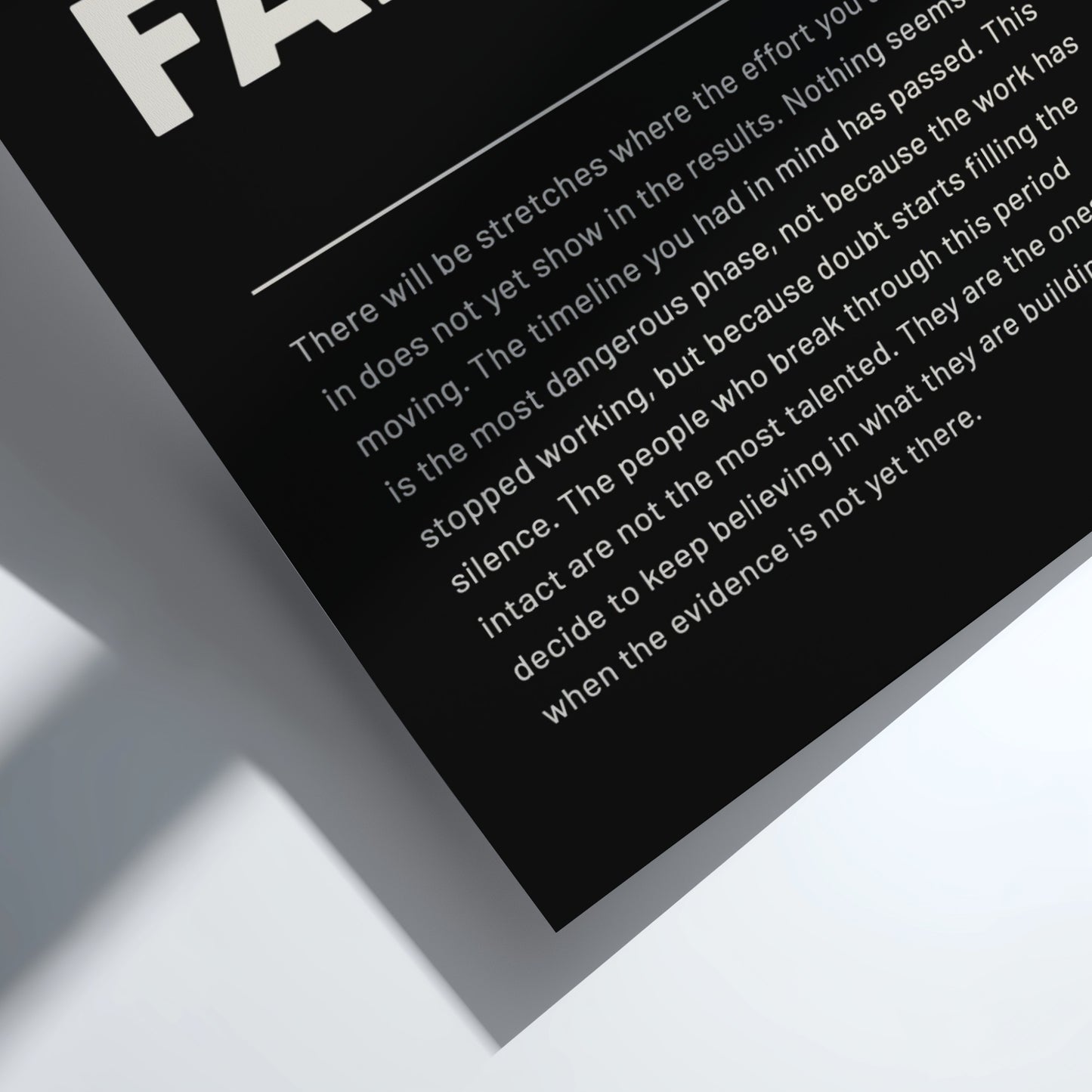 Text on a black background with a white border