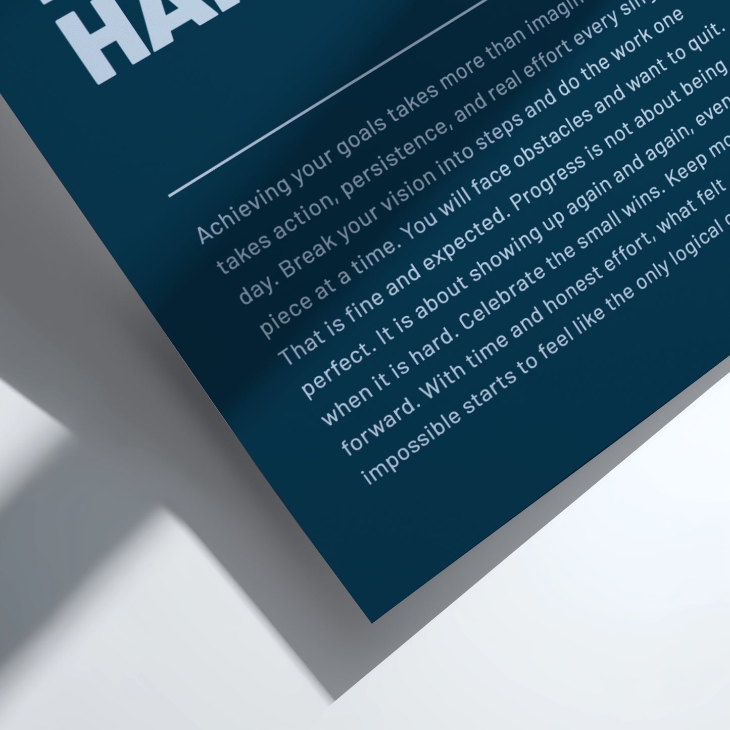 Motivational poster featuring bold typography and minimalist design 
