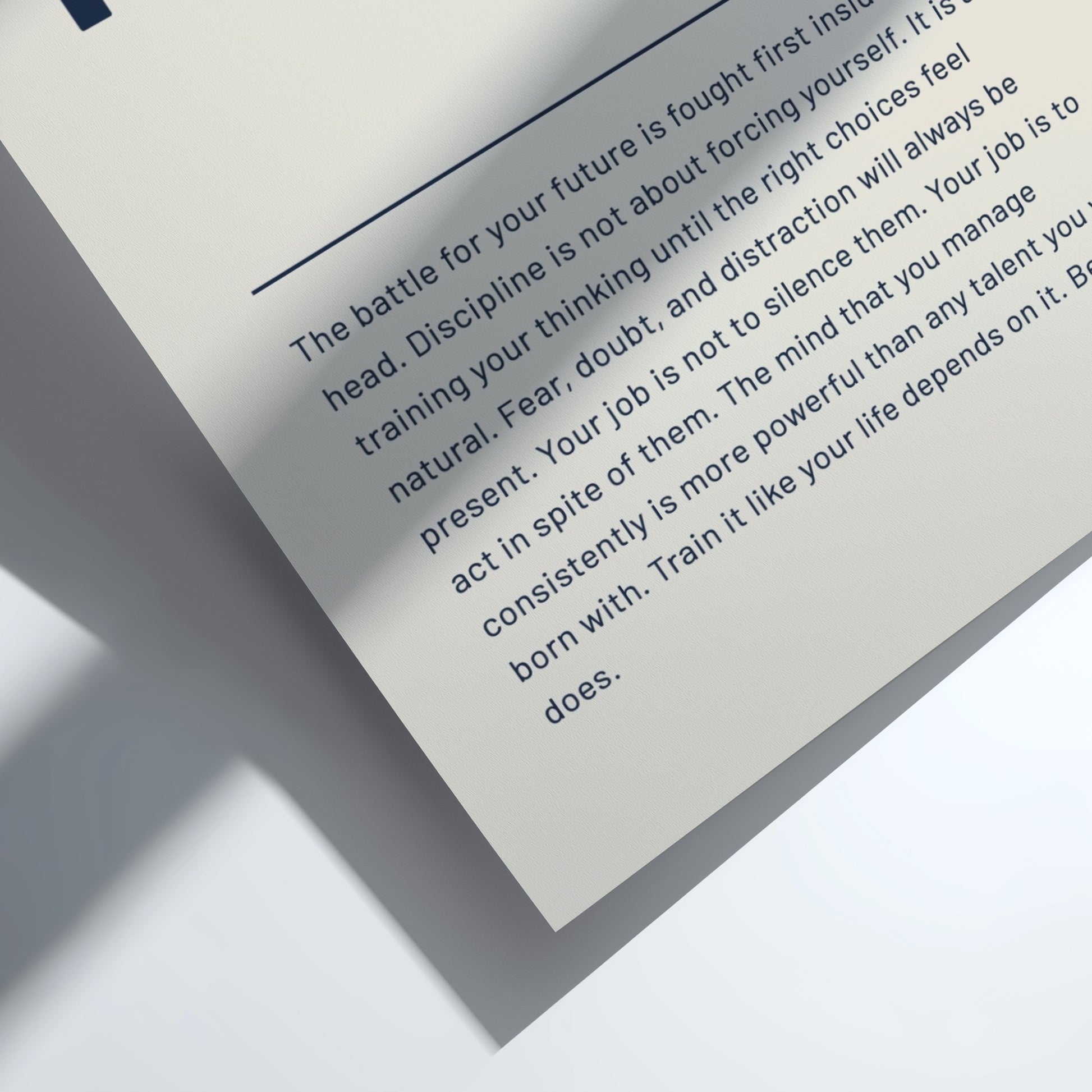 Motivational quote on a clear background with a white border