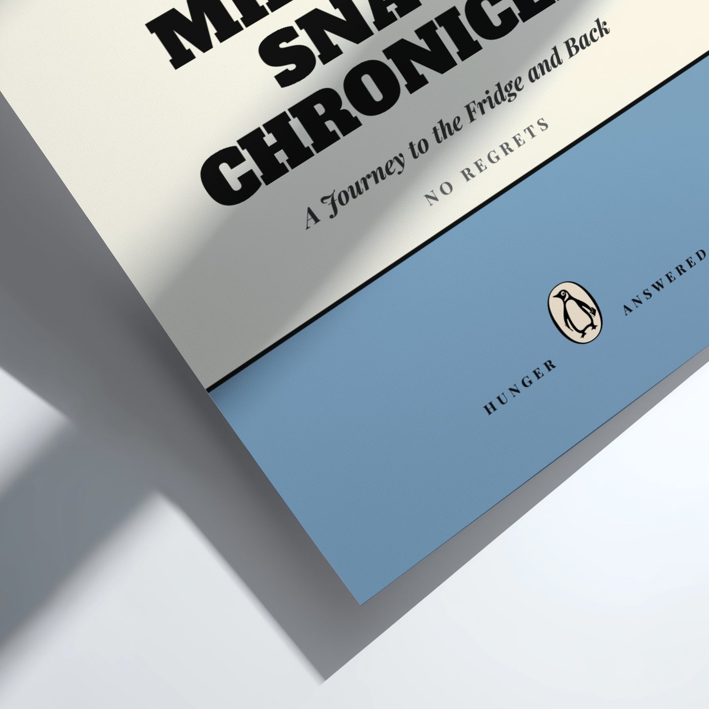 Funny quote poster featuring whimsical illustrations from the Penguins book in vibrant colors and playful