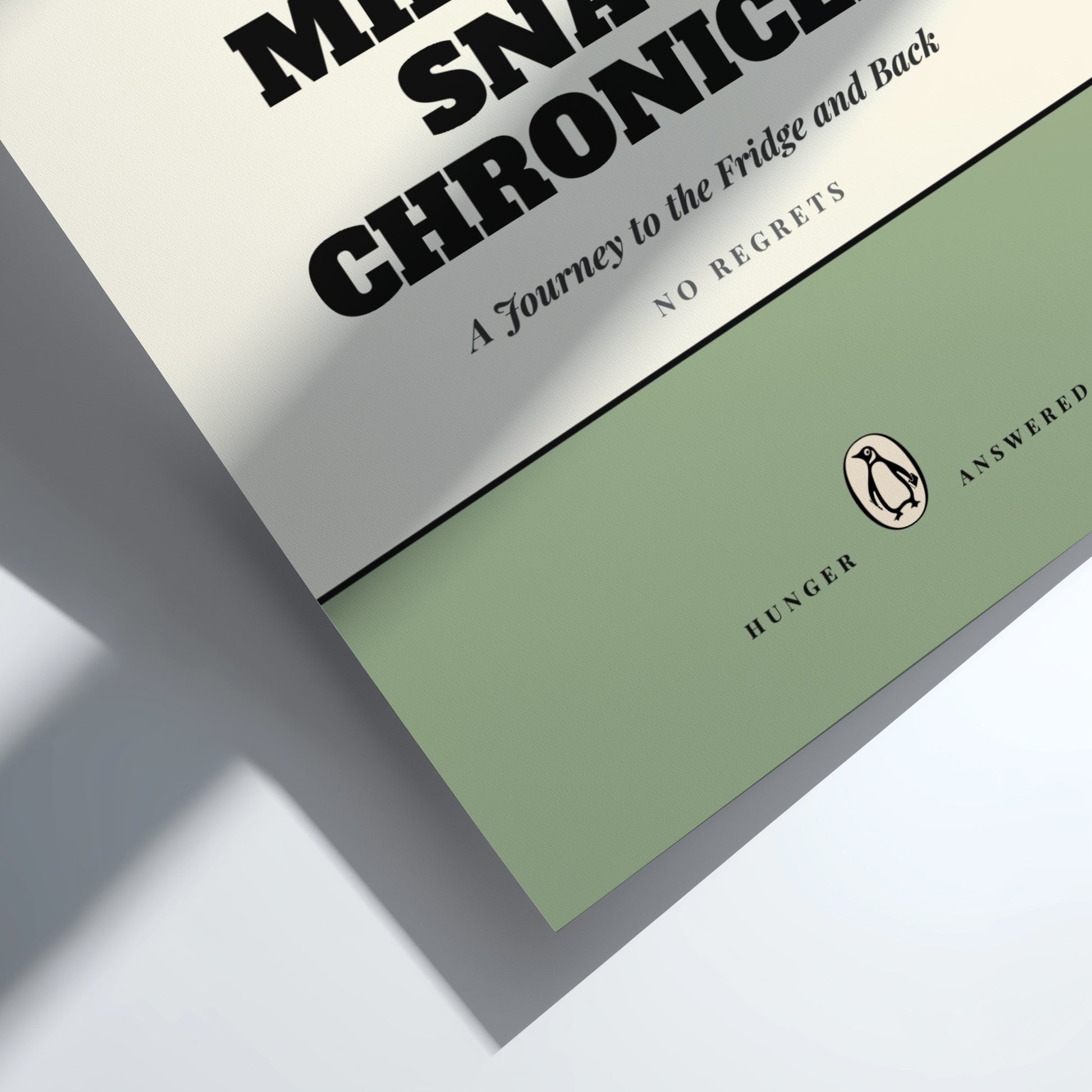 Funny quote poster featuring whimsical illustrations from the Penguins book in vibrant colors and playful