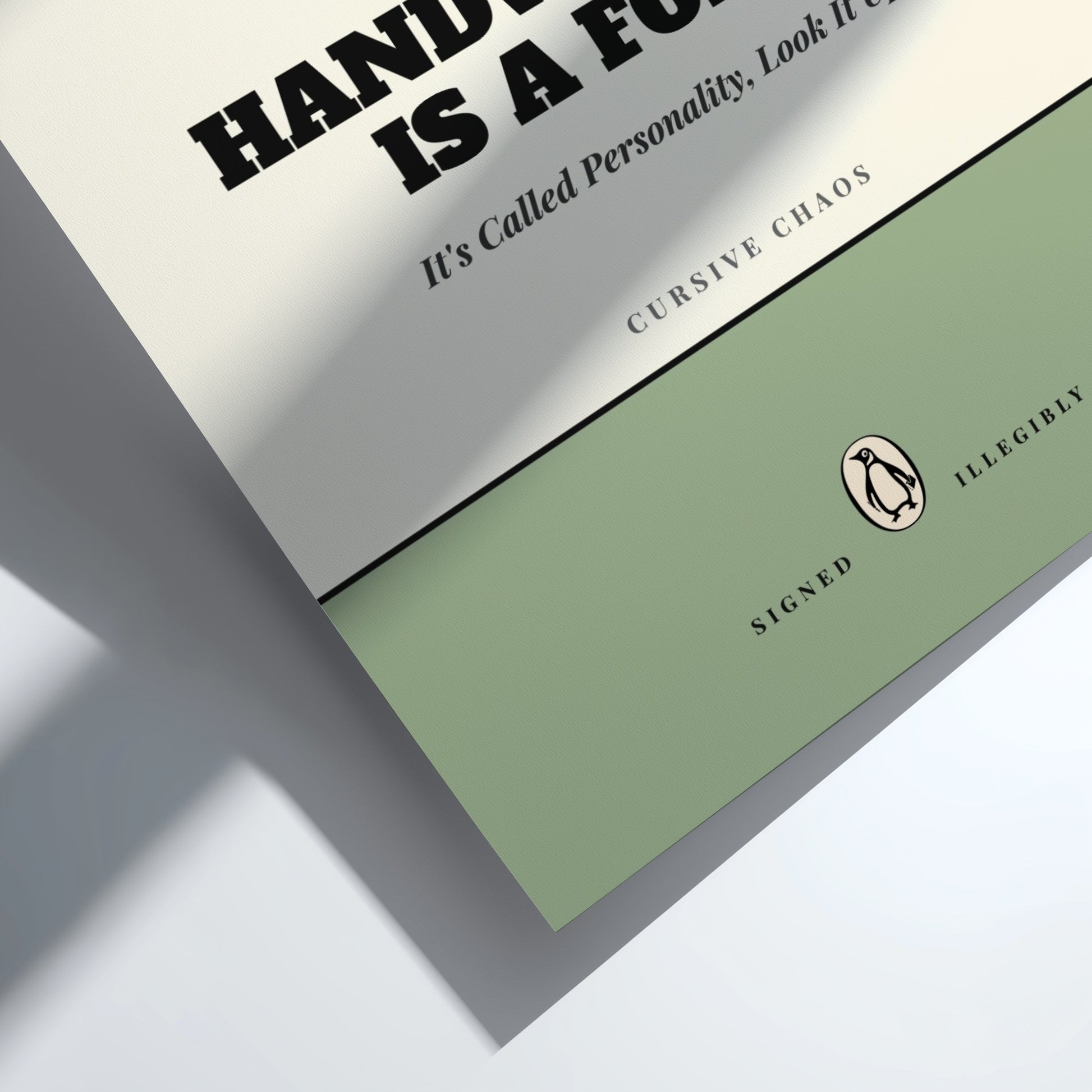Funny quote poster featuring whimsical illustrations from the Penguins book in vibrant colors and playful