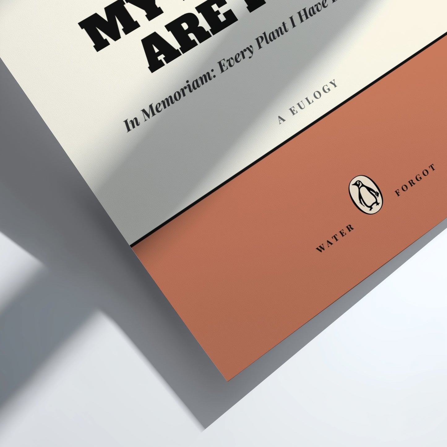 Funny quote poster featuring whimsical illustrations from the Penguins book in vibrant colors and playful
