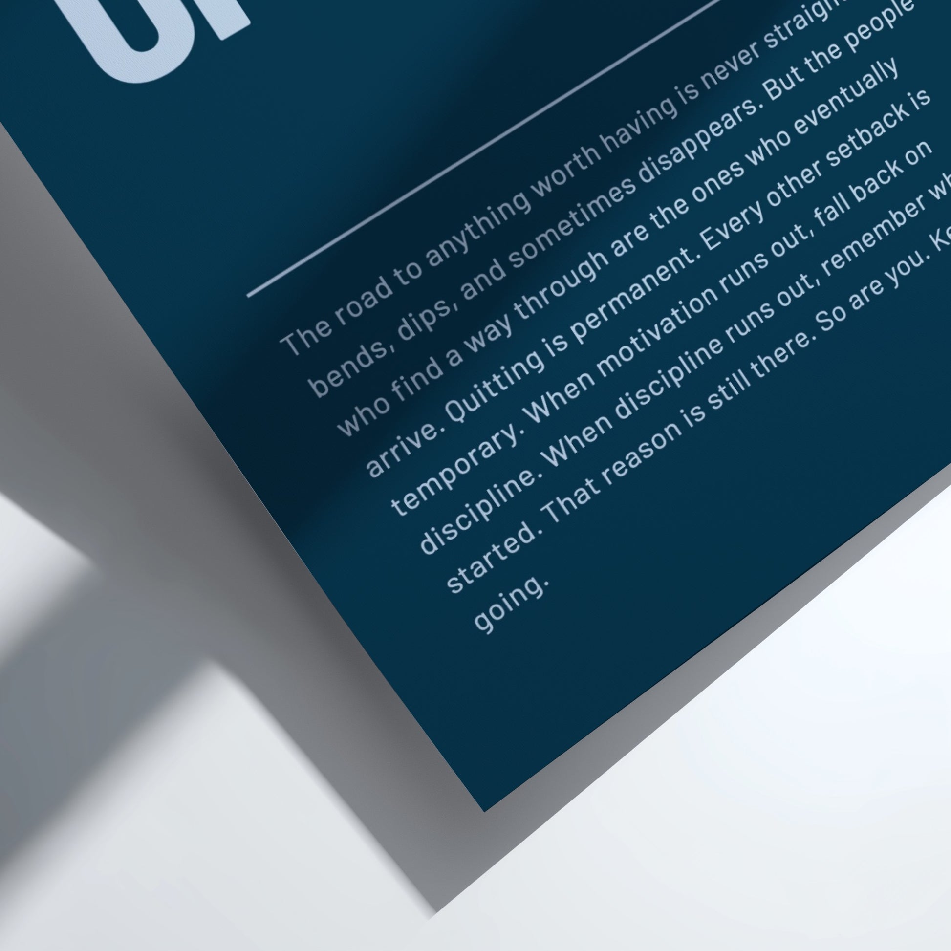 Motivational poster featuring bold typography and minimalist design 