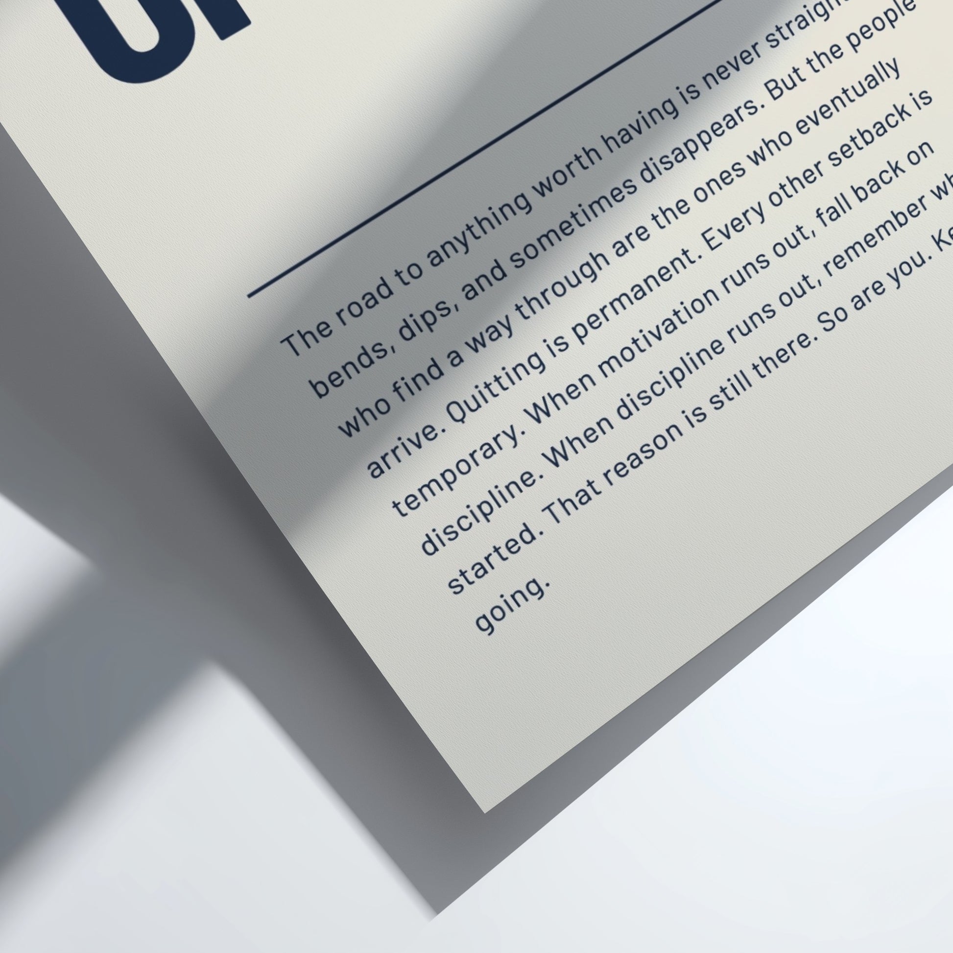 Motivational quote on a clear background with a white border