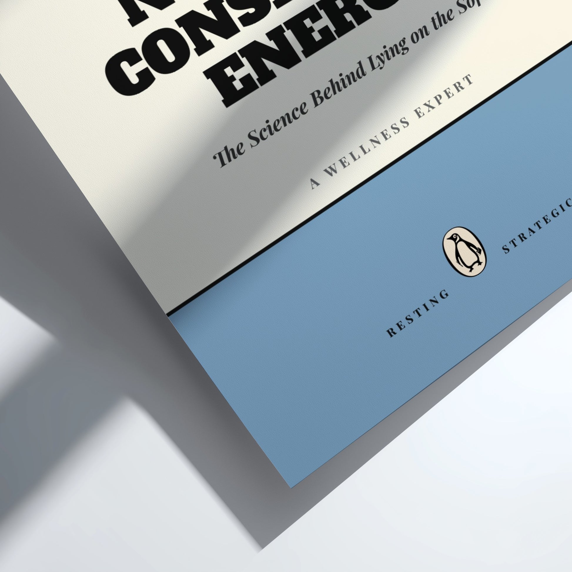Funny quote poster featuring whimsical illustrations from the Penguins book in vibrant colors and playful