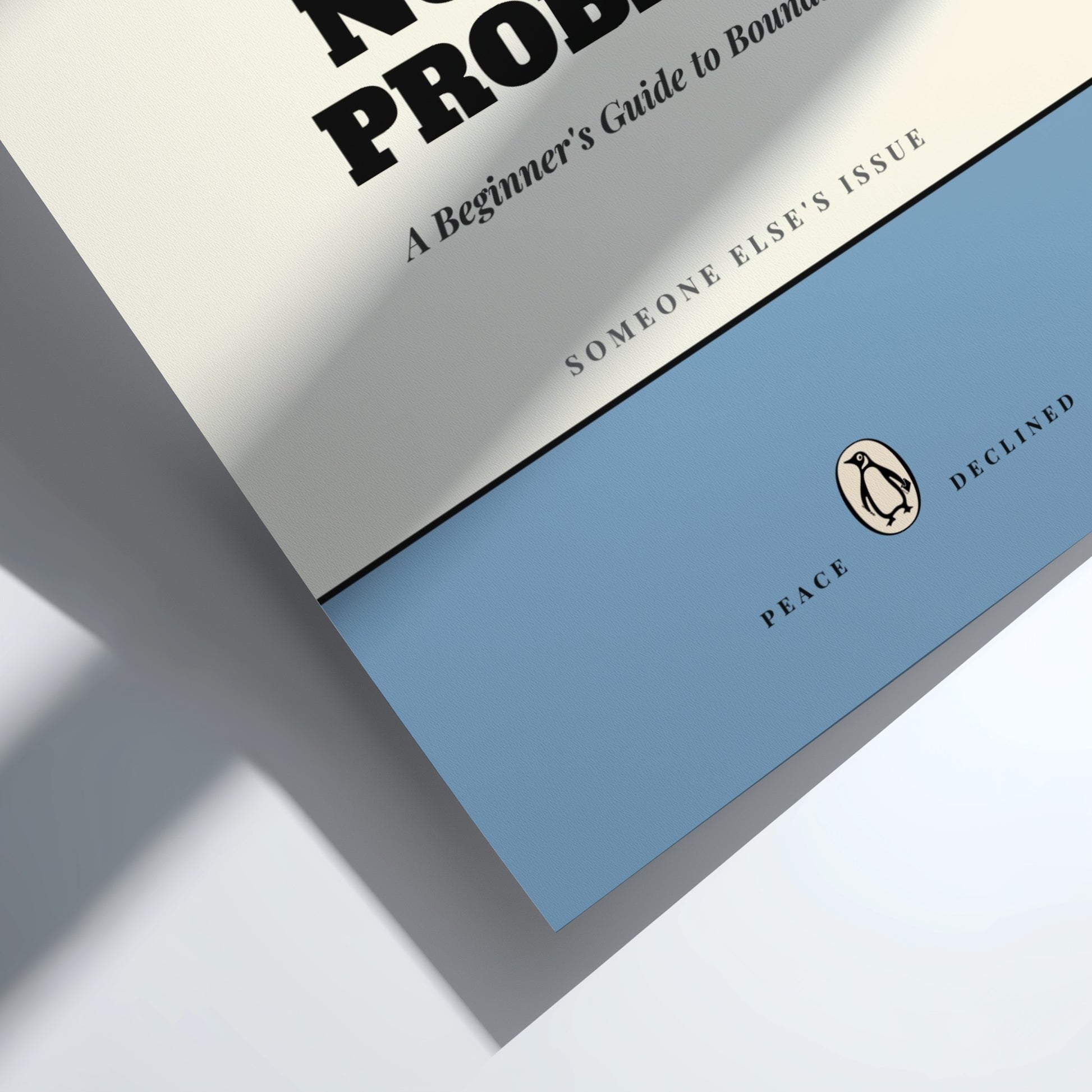 Funny quote poster featuring whimsical illustrations from the Penguins book in vibrant colors and playful