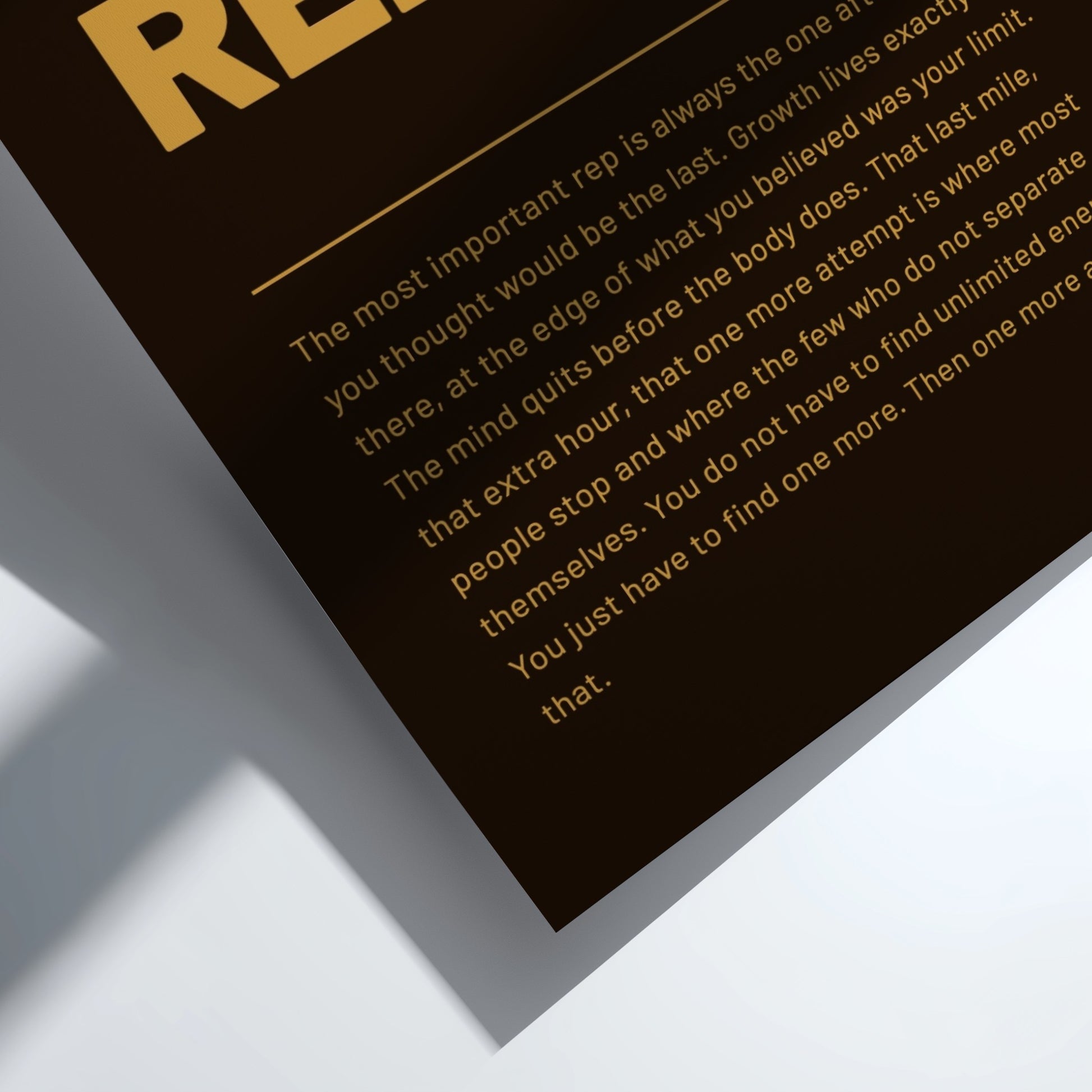 Motivational quote on a black background with gold text