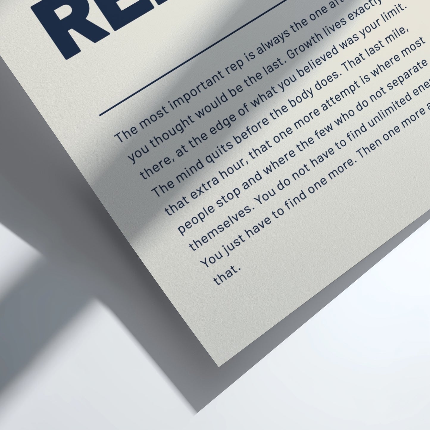 Motivational quote on a clear background with a white border