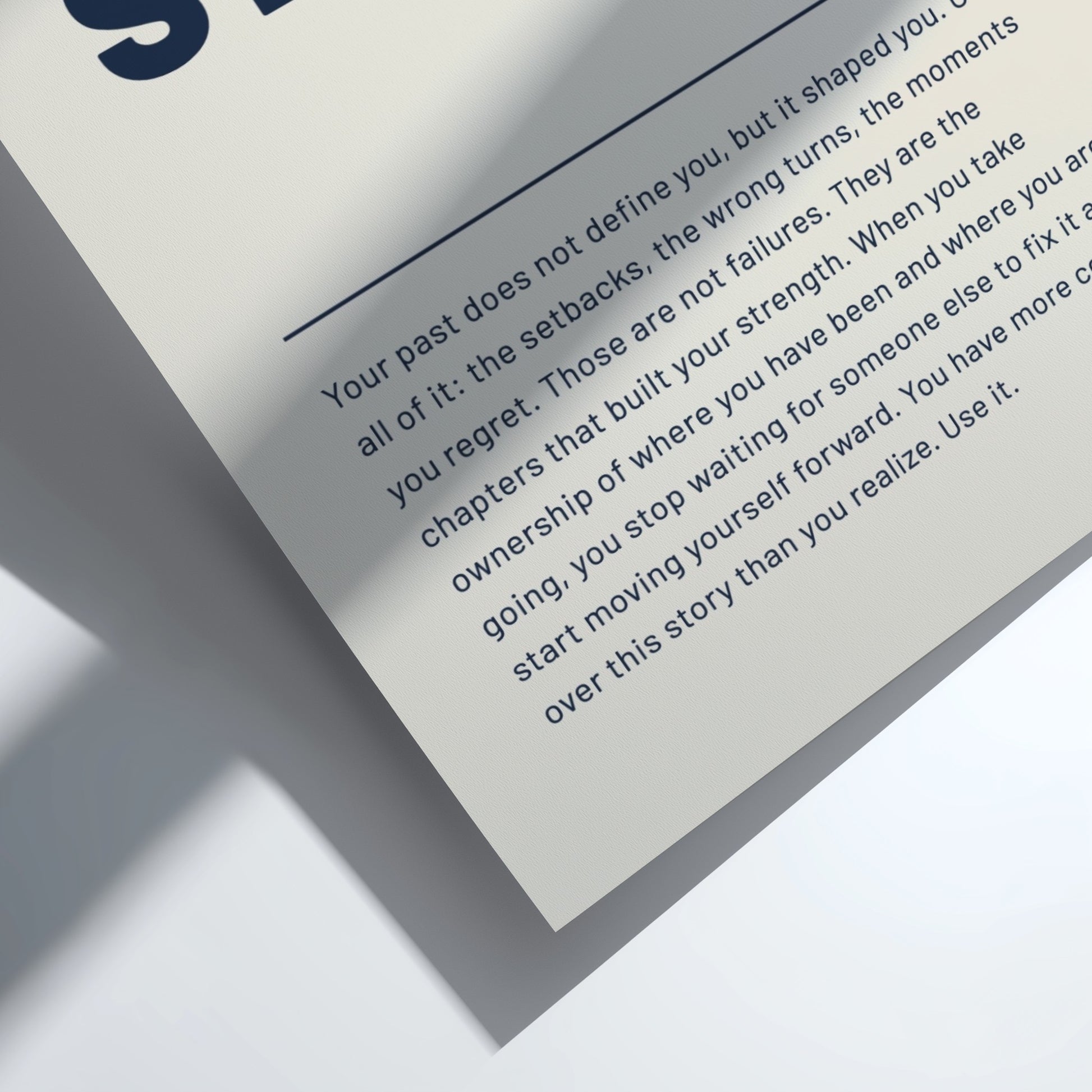 Motivational quote on a clear background with a white border