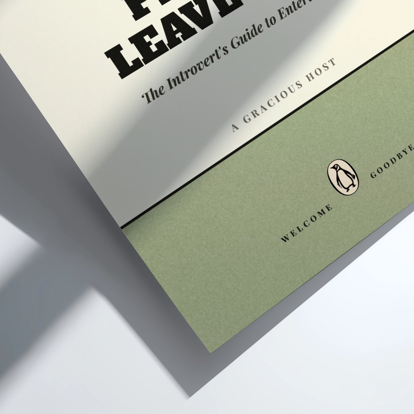 Funny quote poster featuring whimsical illustrations from the Penguins book in vibrant colors and playful