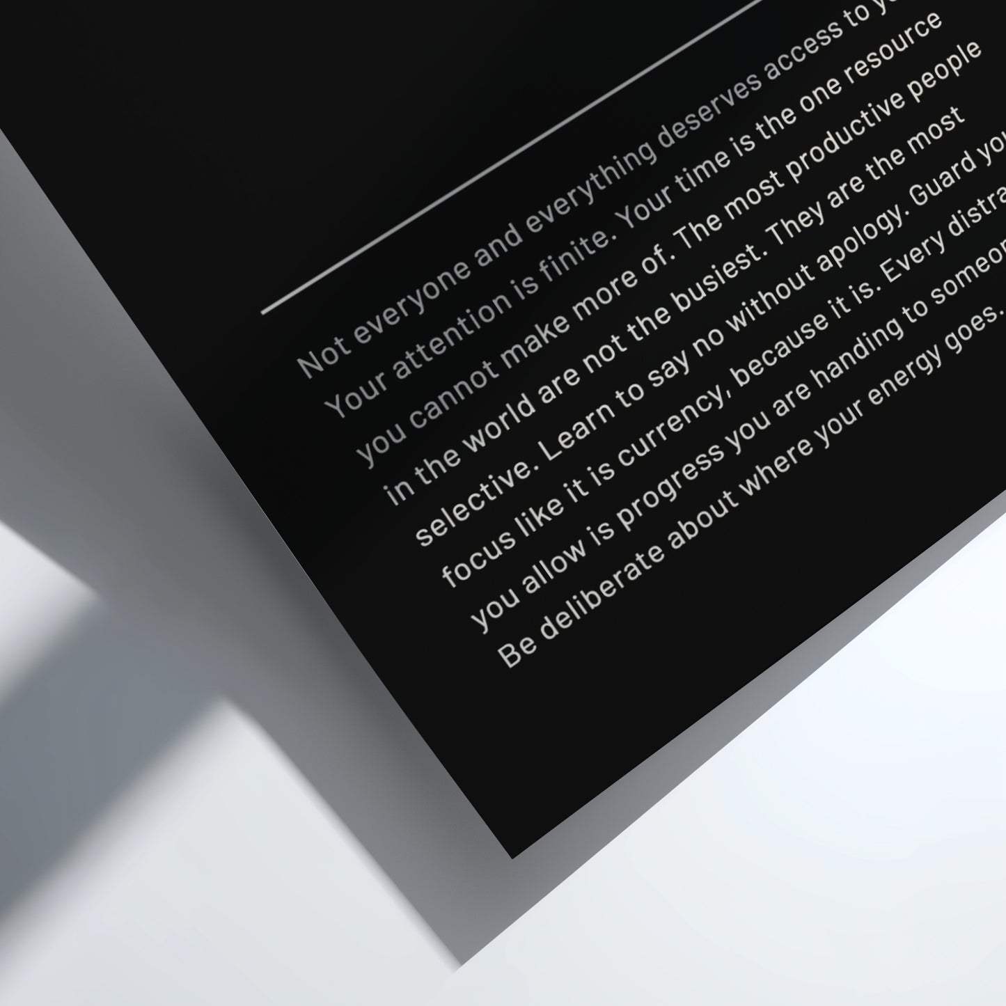 Text on a dark background with a white border