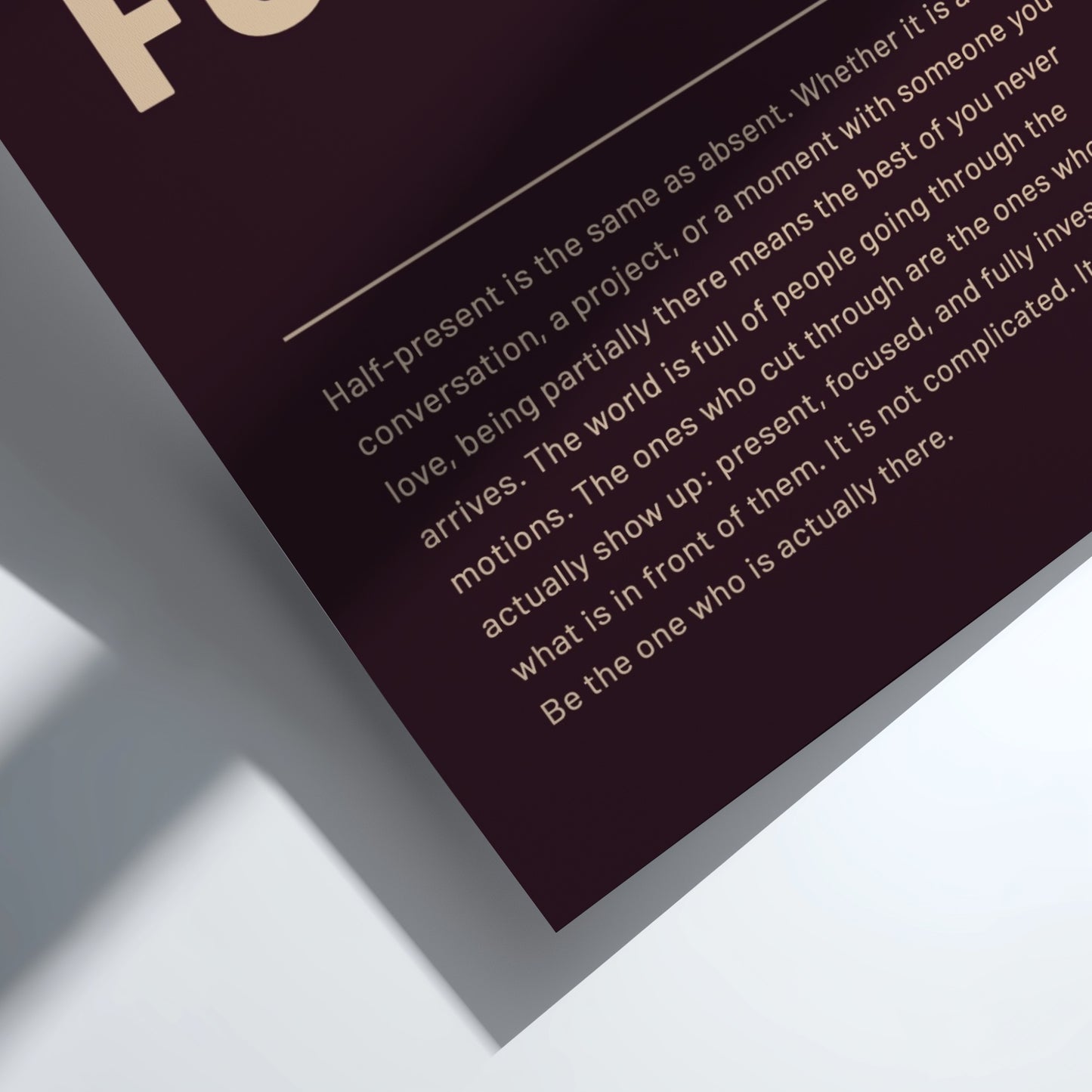Motivational poster featuring bold typography and minimalist design 