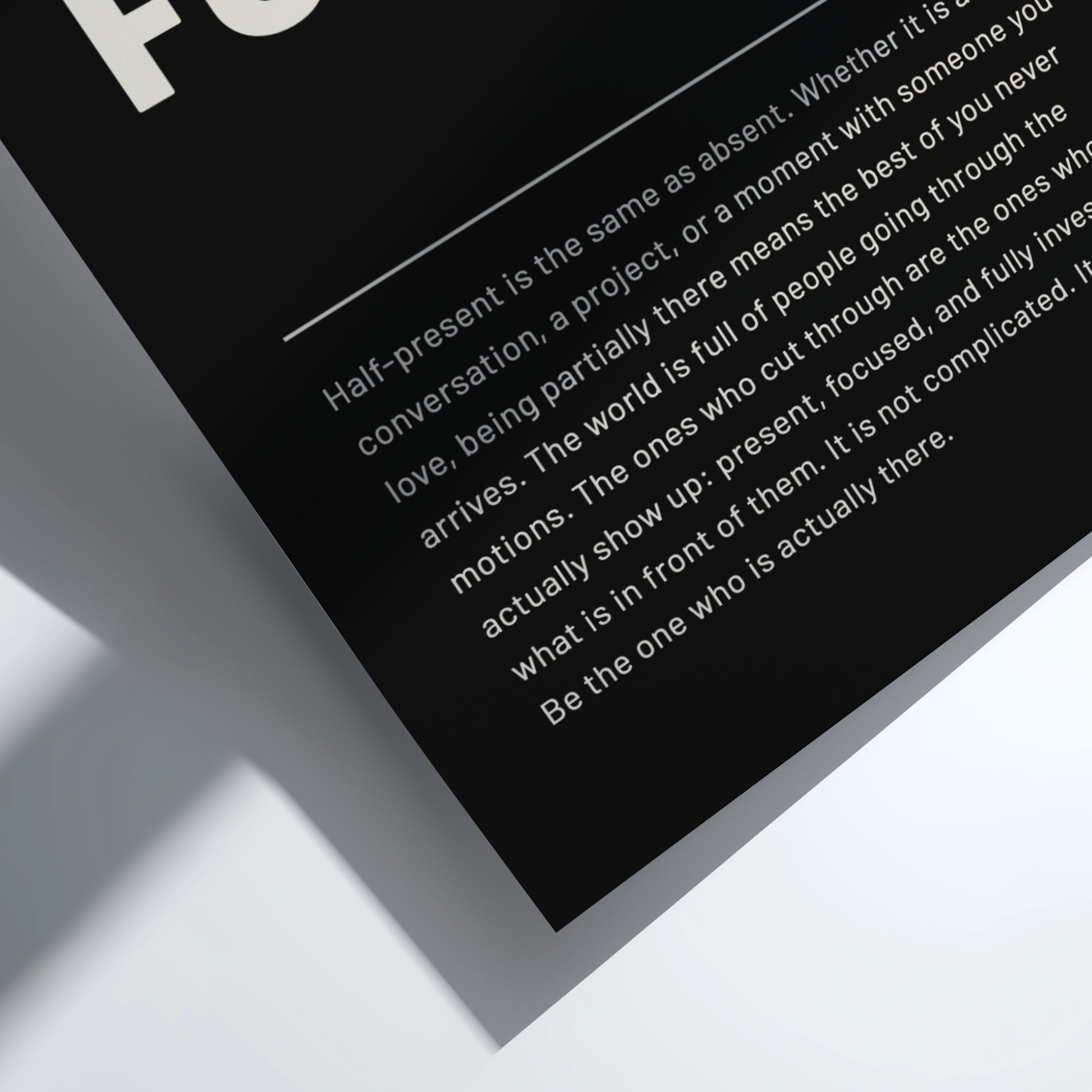 Motivational quote on a dark background with a white border