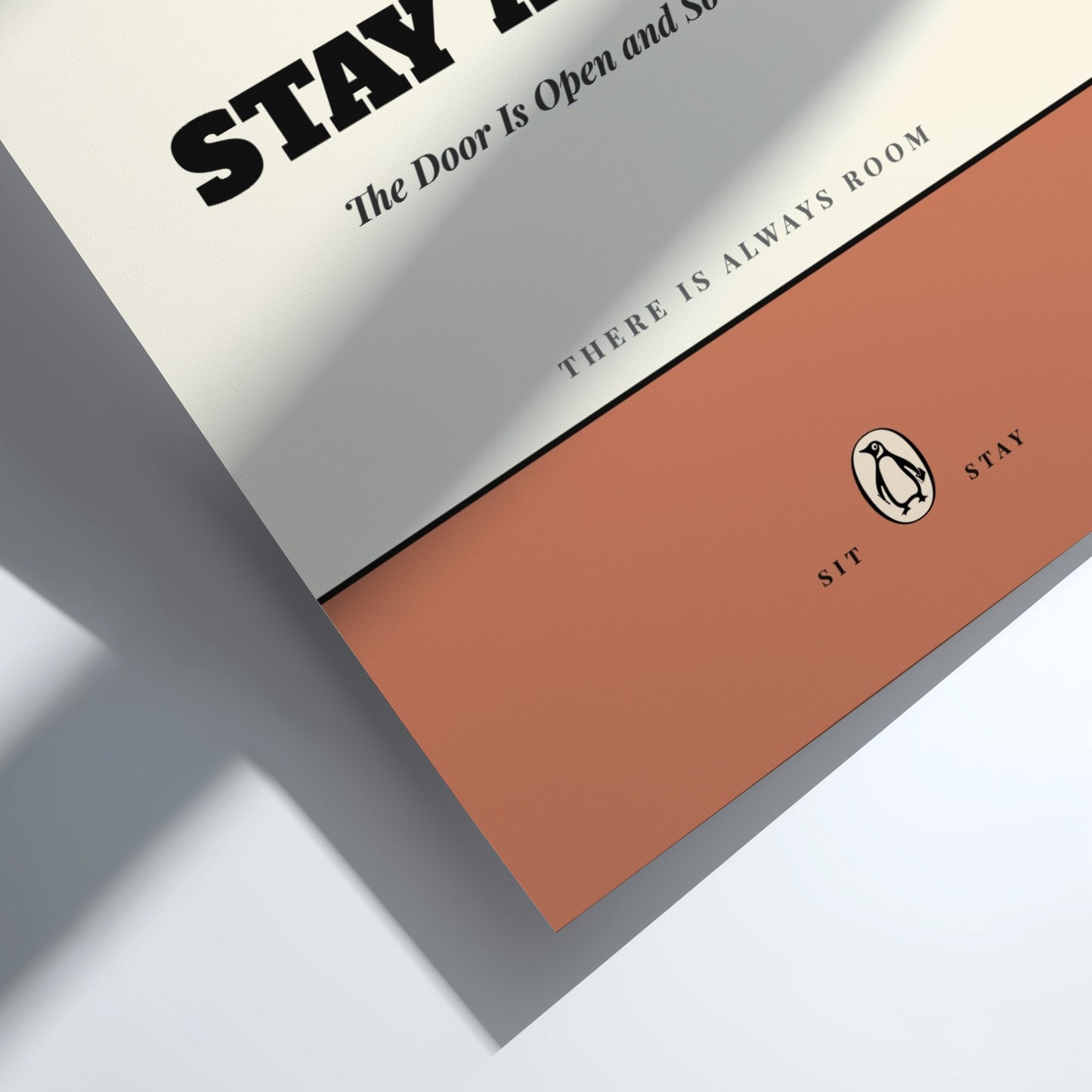 Funny quote poster featuring whimsical illustrations from the Penguins book in vibrant colors and playful