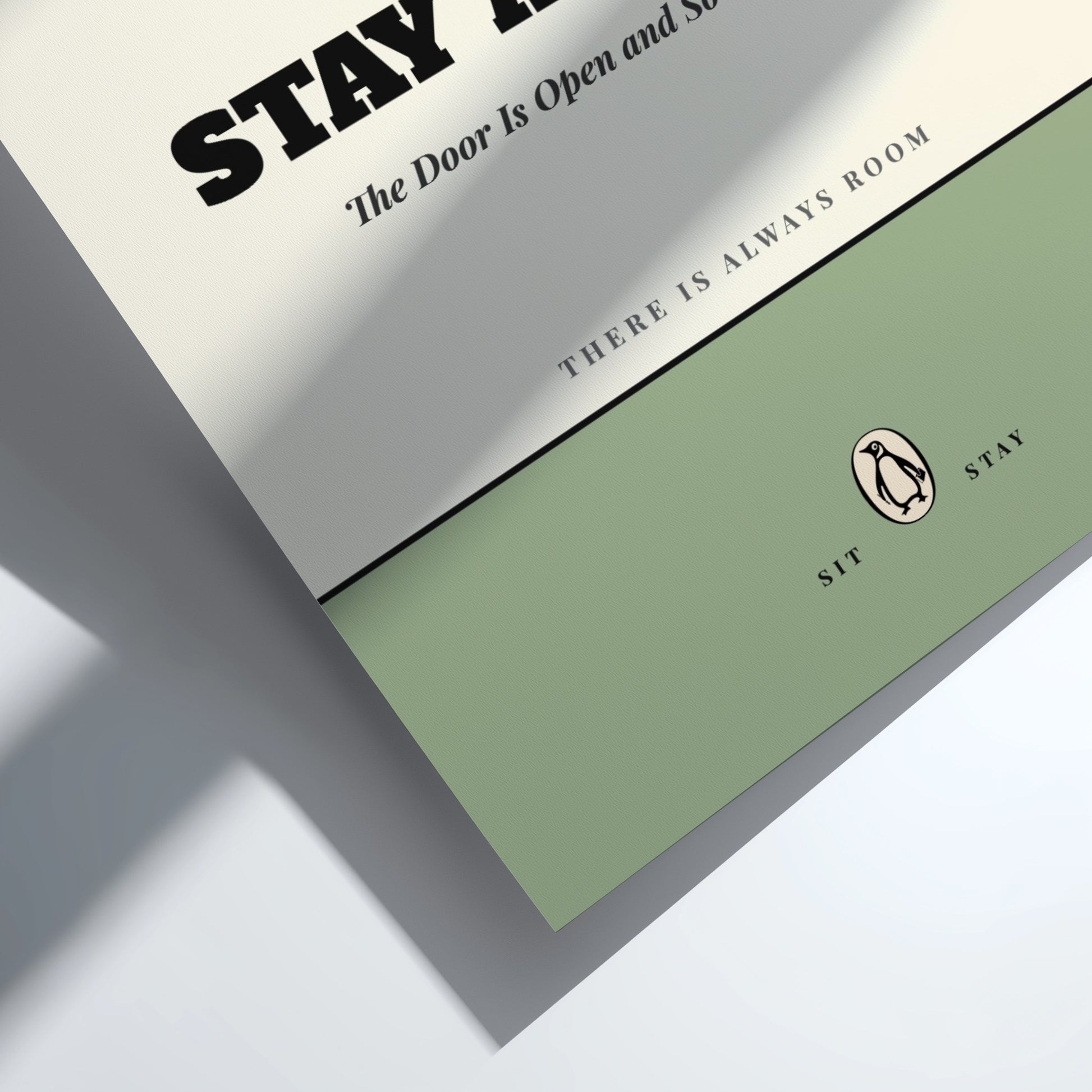 Funny quote poster featuring whimsical illustrations from the Penguins book in vibrant colors and playful