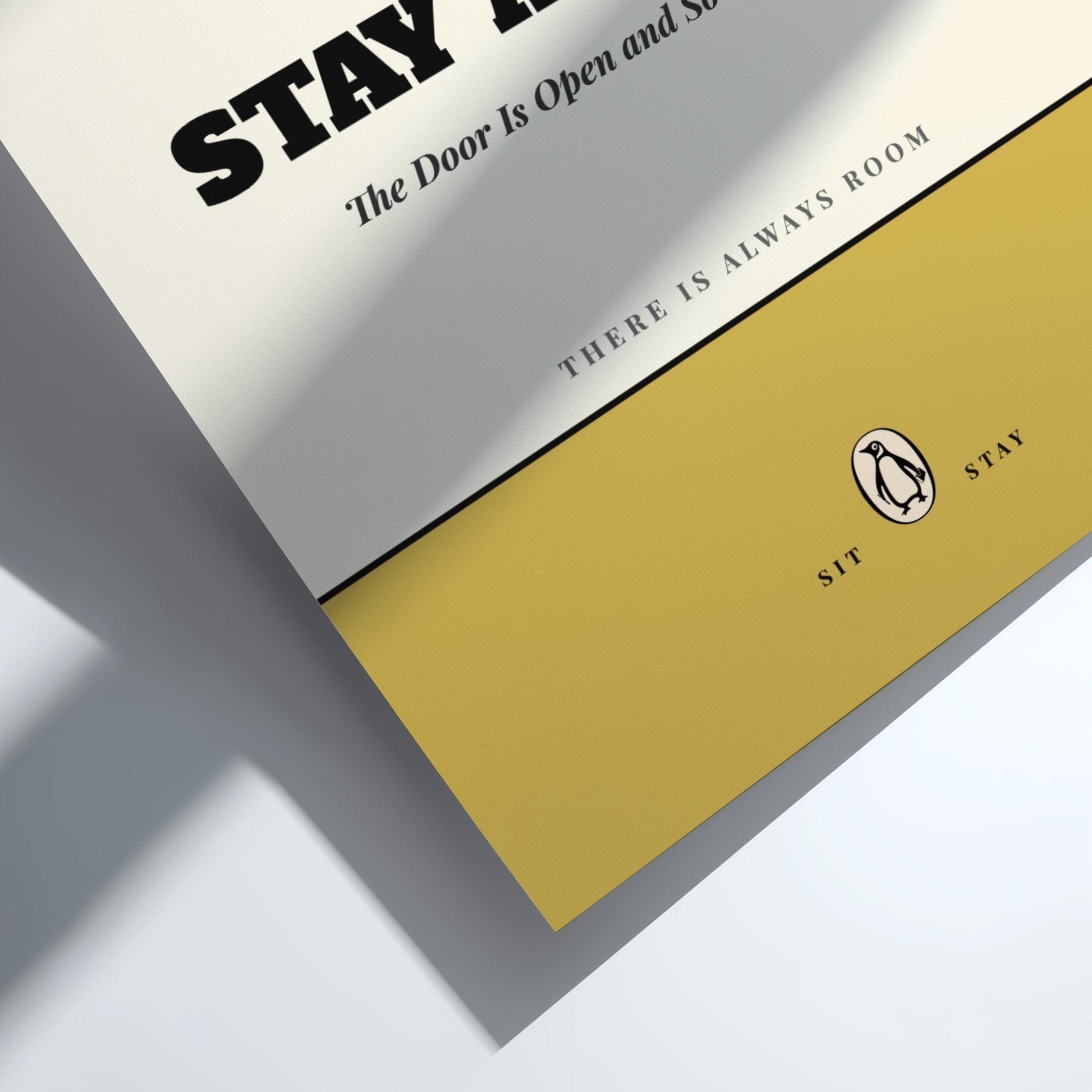 Funny quote poster featuring whimsical illustrations from the Penguins book in vibrant colors and playful