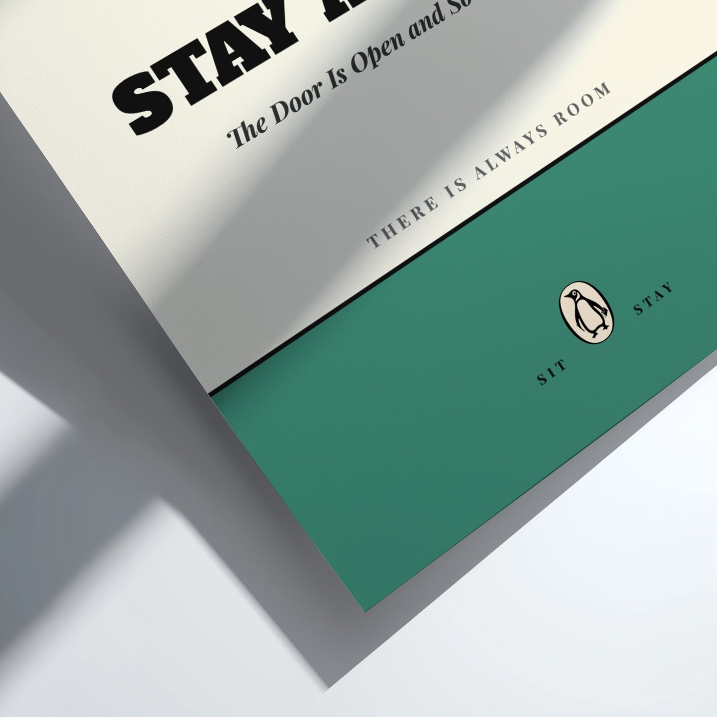 Funny quote poster featuring whimsical illustrations from the Penguins book in vibrant colors and playful