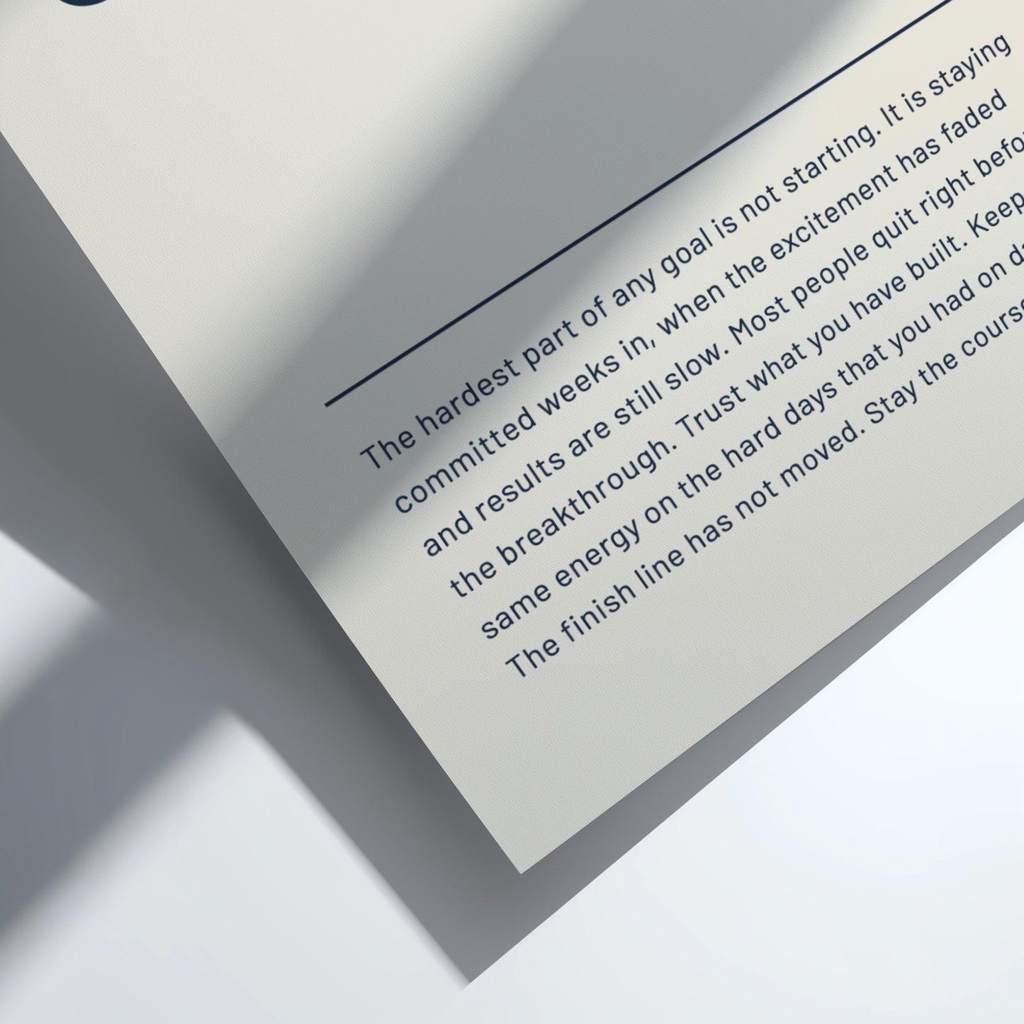 Motivational quote on a clear background with a white border