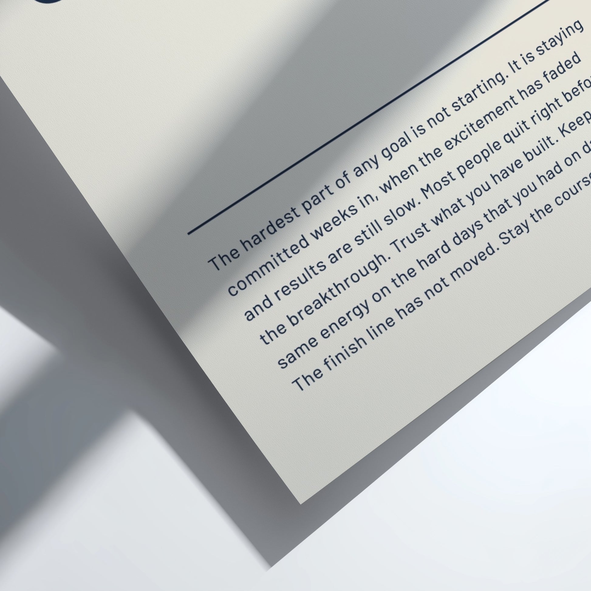 Motivational quote on a clear background with a white border
