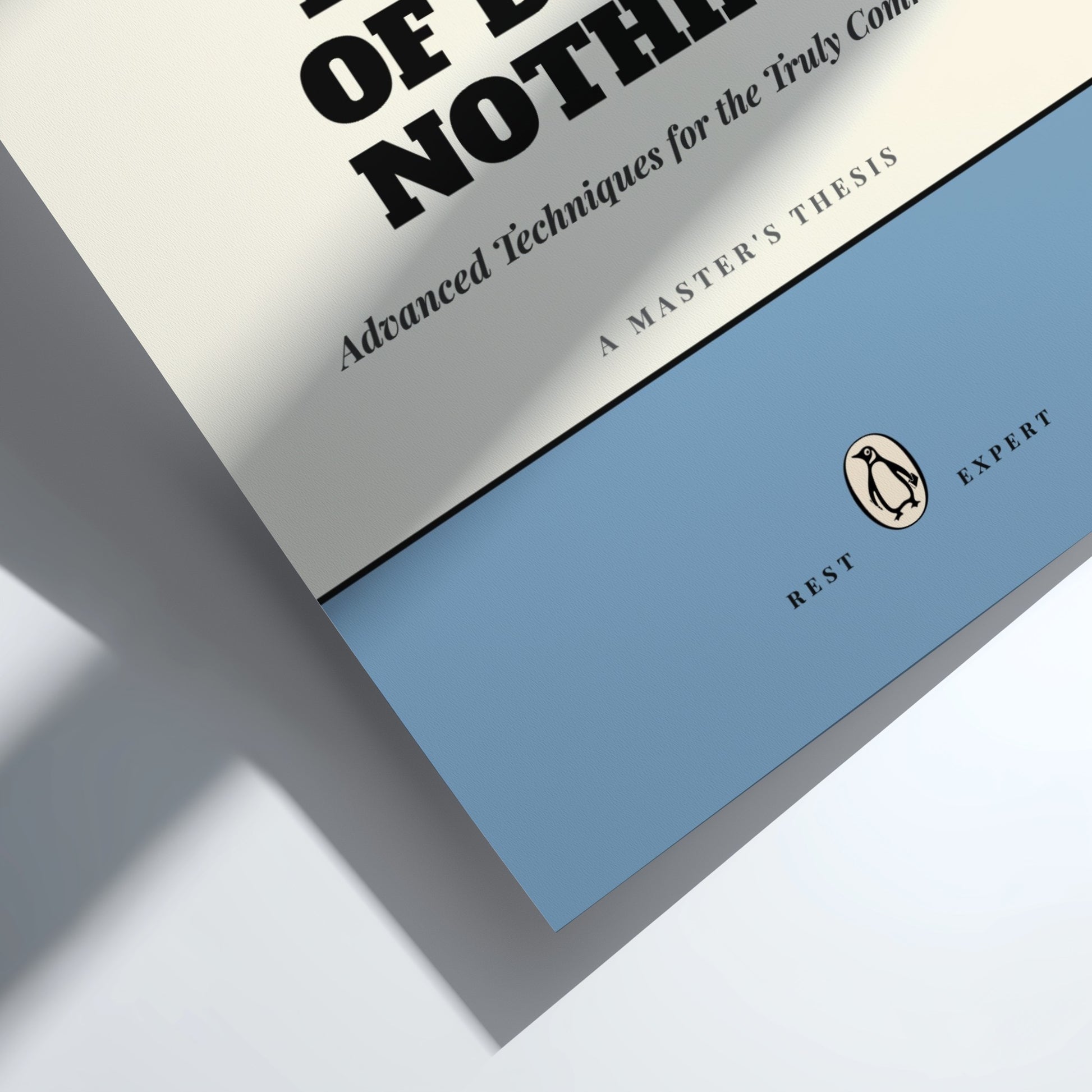 Funny quote poster featuring whimsical illustrations from the Penguins book in vibrant colors and playful