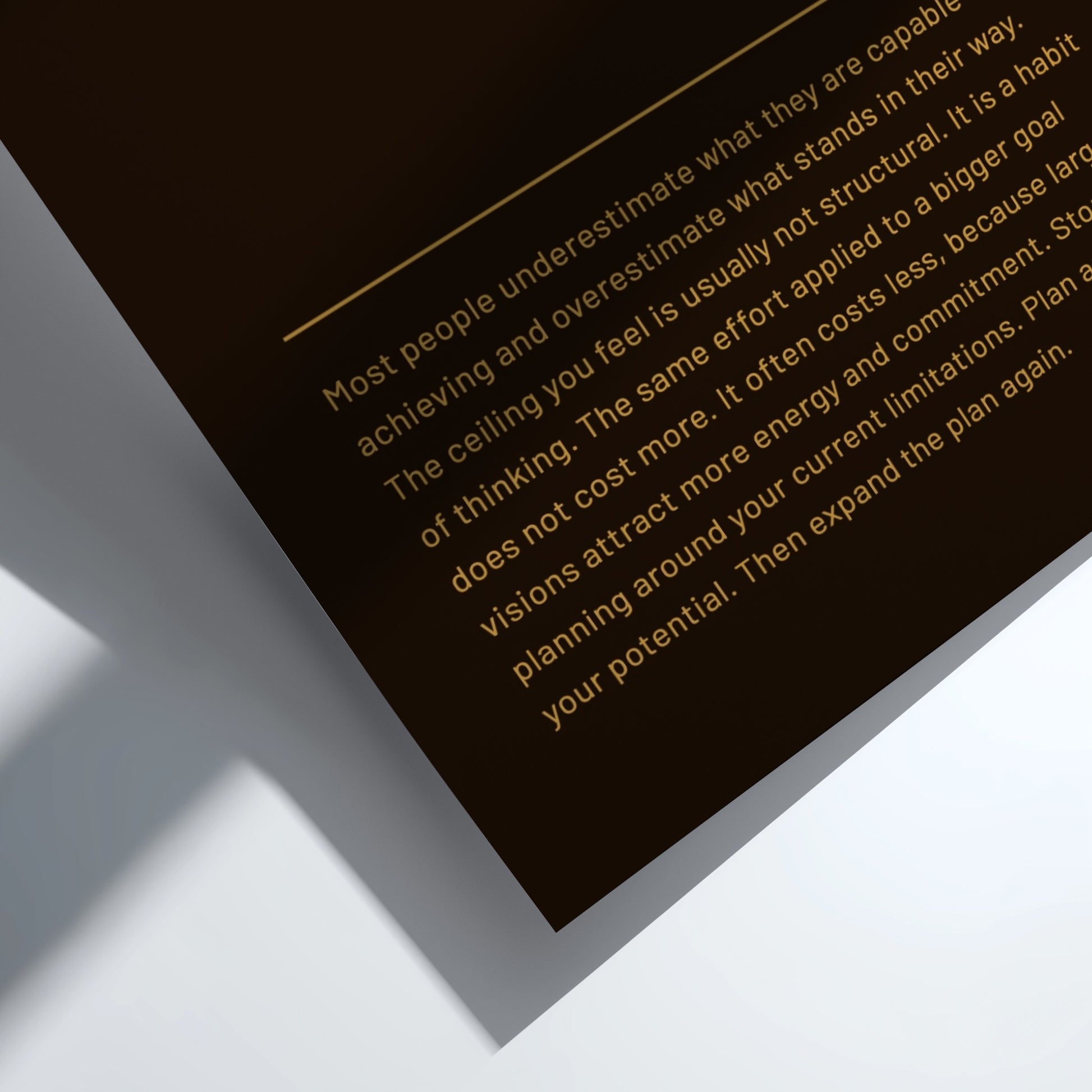 Text on a black background with a white border