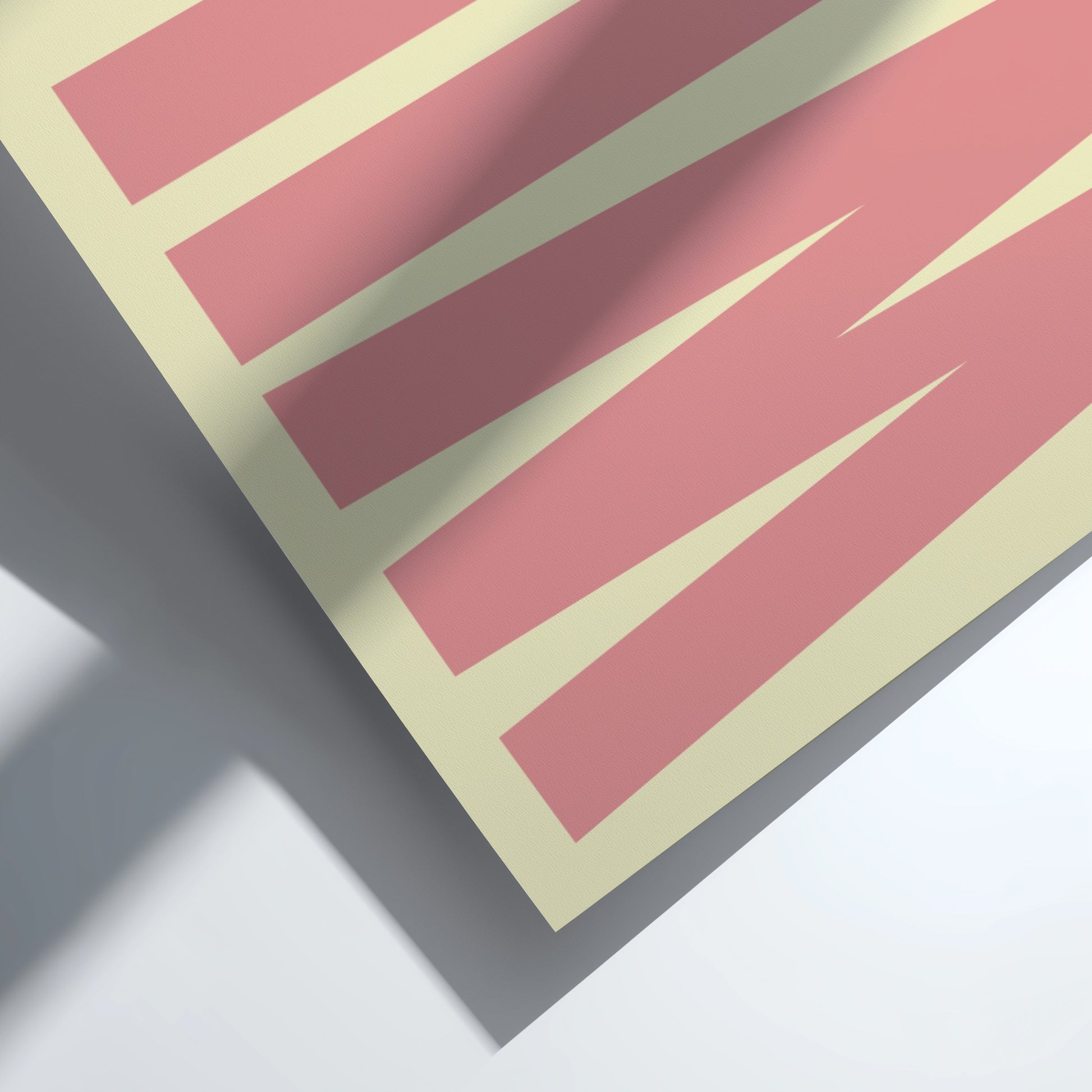 Close-up of a pink and beige bold typography, modern wall art for home decor