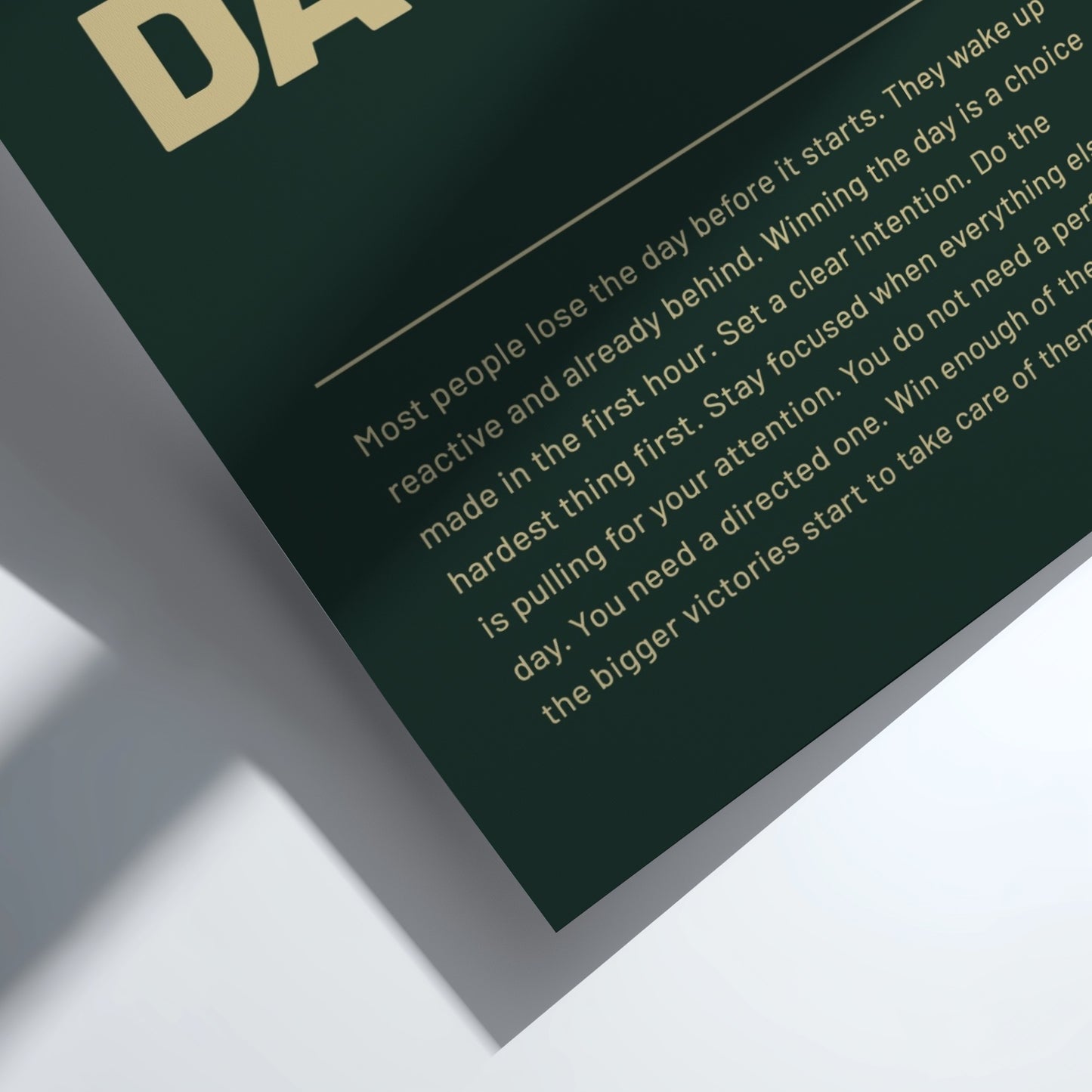 Text on a green background with gold lettering