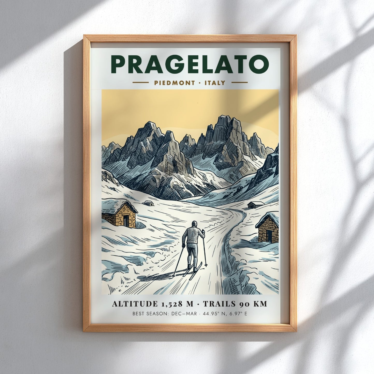 Poster of a cross country skier in the snowy mountains of Pragelato Italy