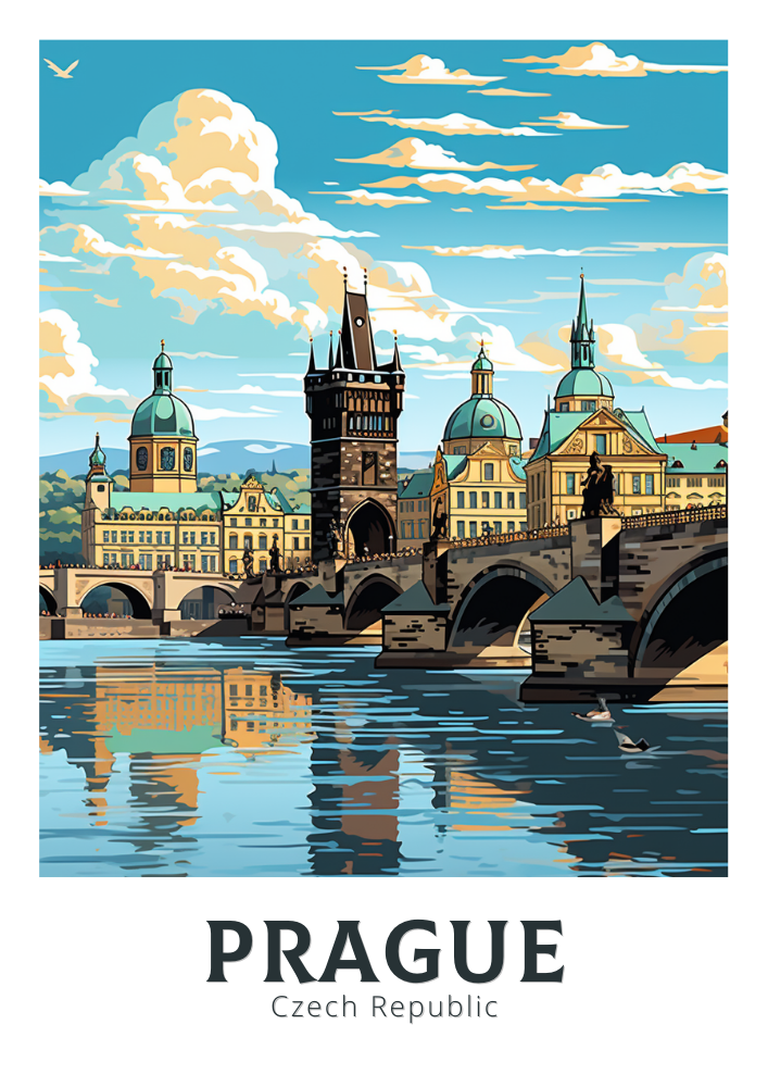 Europe CHARLES BRIDGE TRAVEL PRINT - PRAGUE ARTWORK