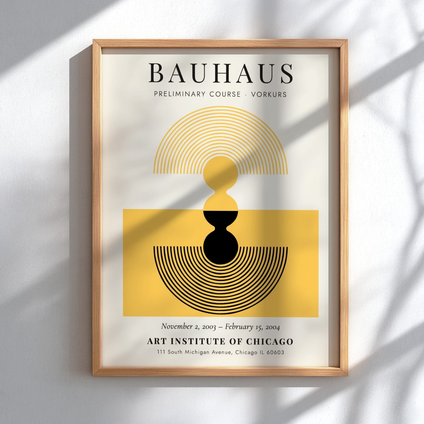 Bauhaus poster featuring abstract design in yellow and black colors