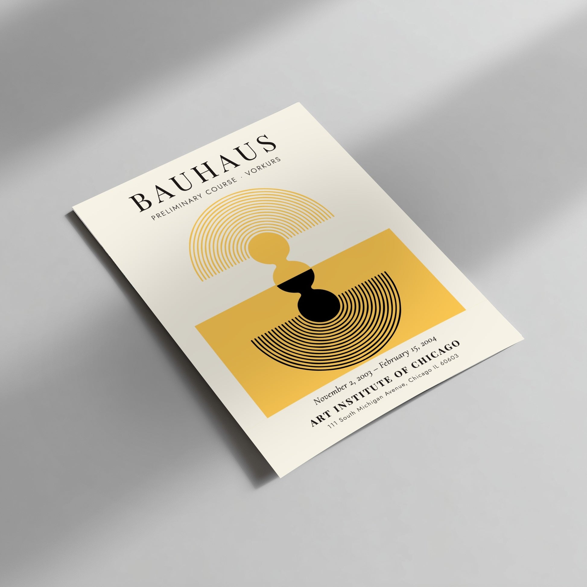 Bauhaus poster featuring abstract design in yellow and black colors